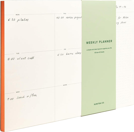 Daily and Weekly To-Do List Notepad – Desk Pad for Work and Study, Orange, 11.7x8.3 Inches