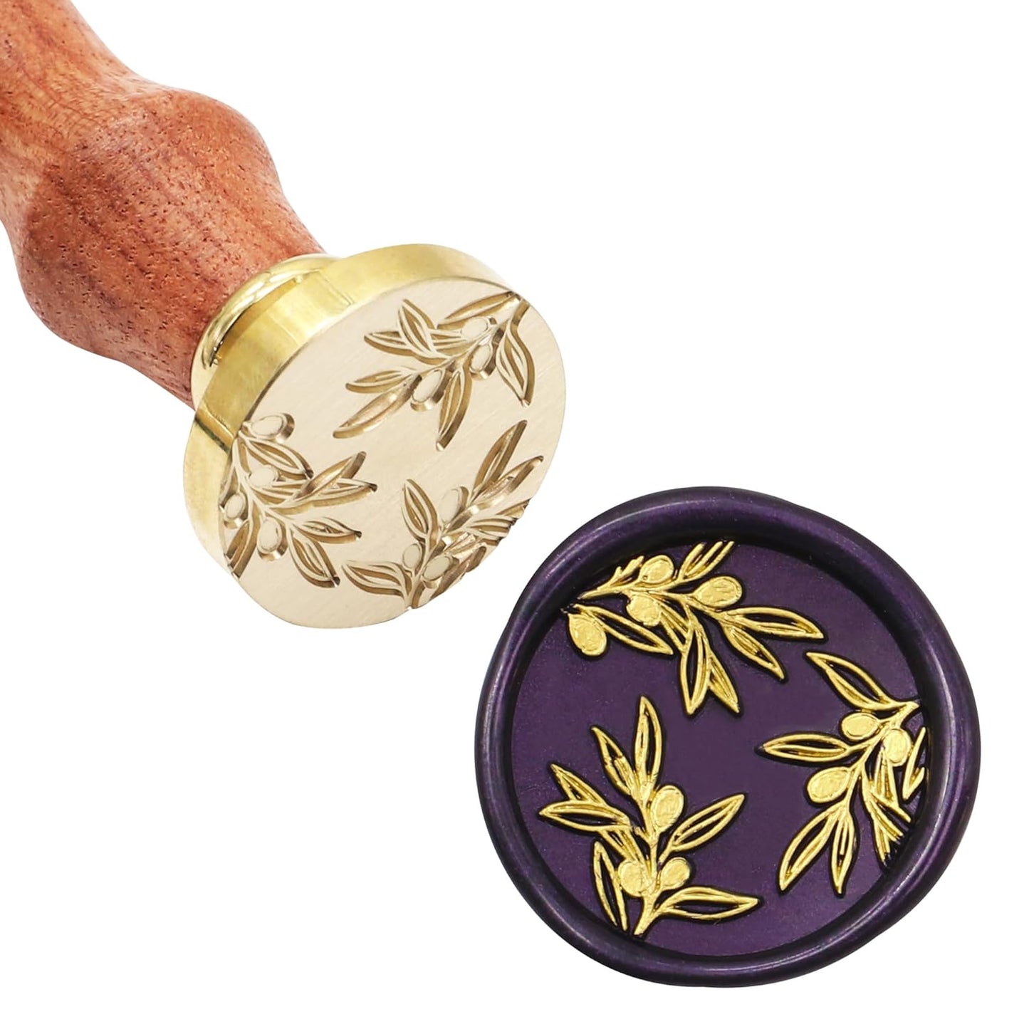SWANGSA Olive Branches Wax Seal Stamp Kit with 200pcs Sealing Wax Beads, Great for Embellishment of Invitations, Wine Packages, Gift Ideas