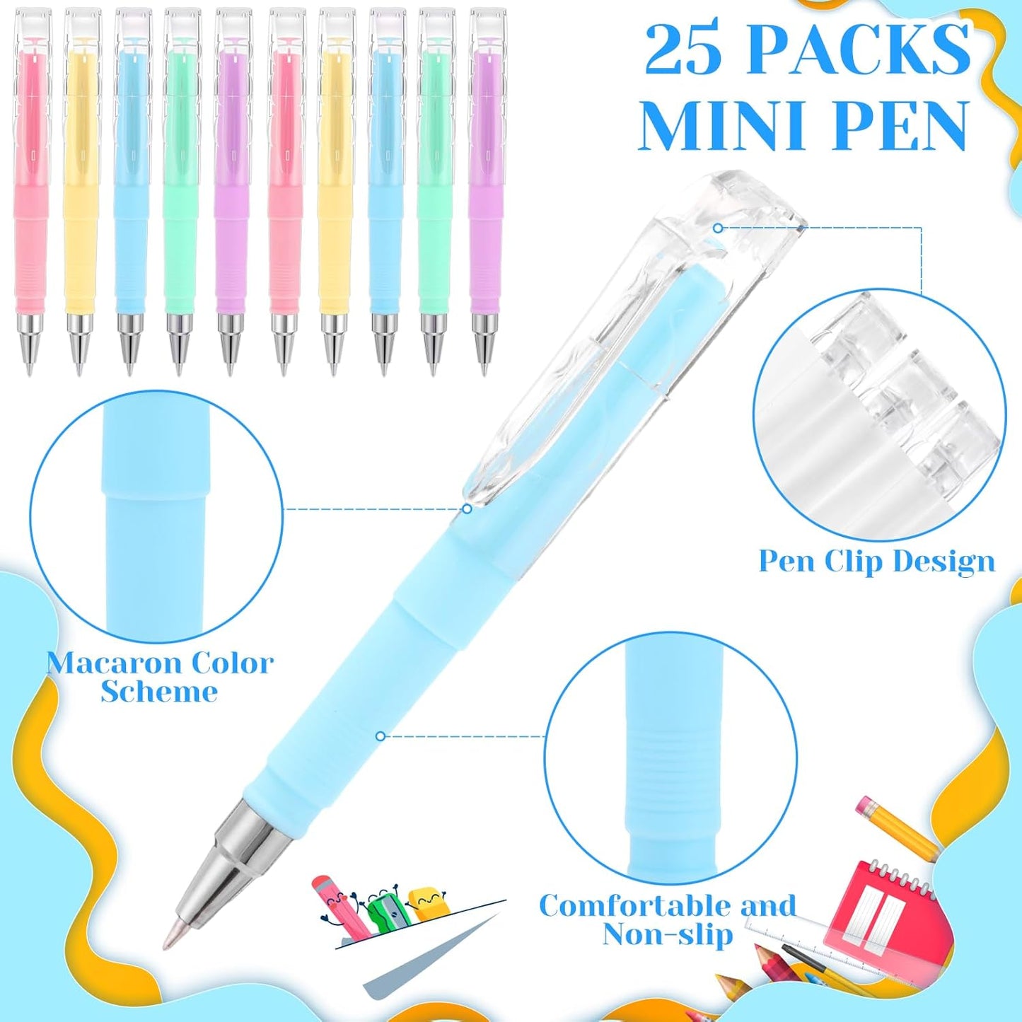 Sayglossy 25 Pack Pocket Small Notebook Journals with Pen 5.6'' x 3.7'' Mini Journaling Notepads A6 Ruled Journals Hardcover Lined Notebook Bulk with Pen Holder for Office School Memo(Macaron Colors)