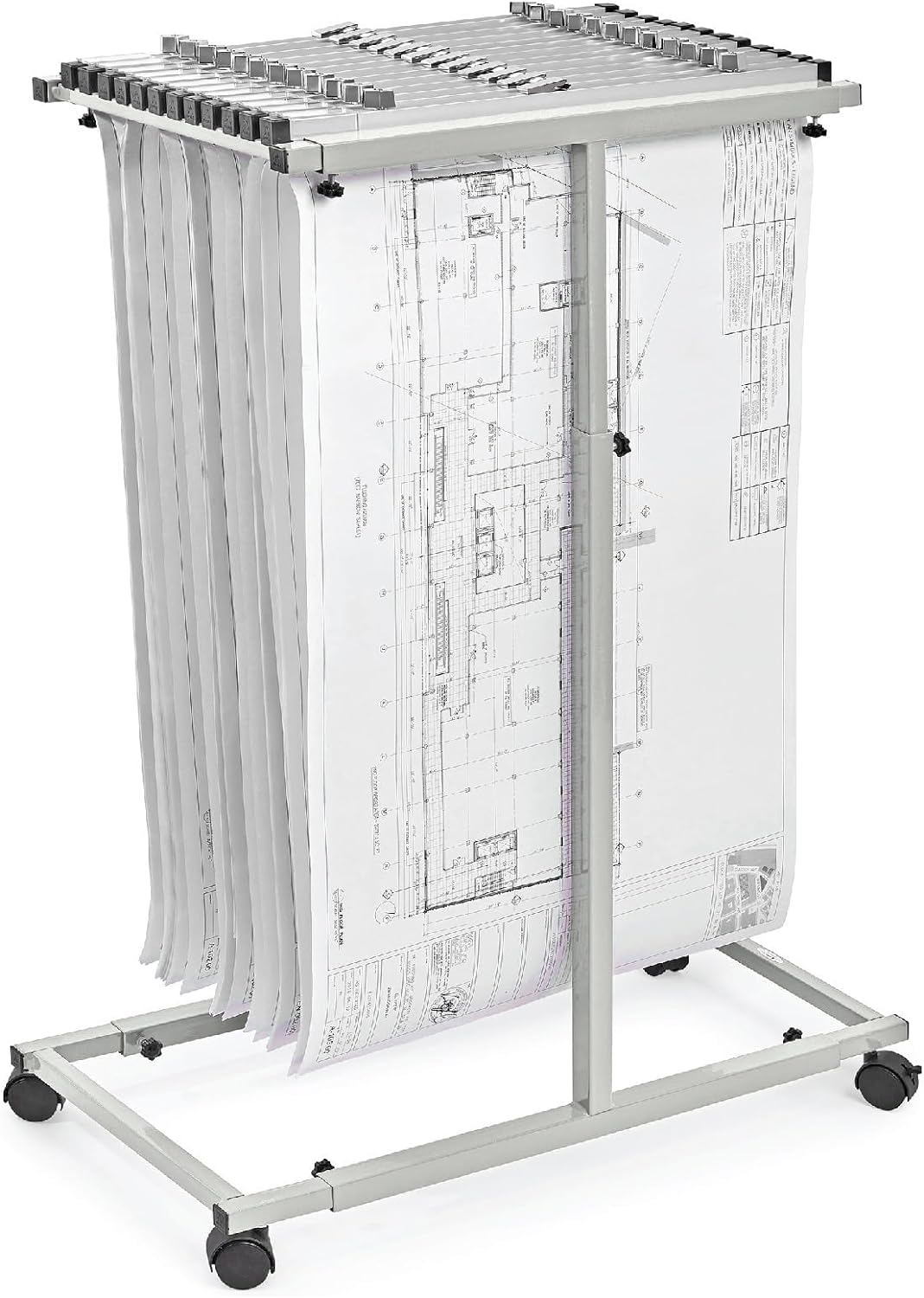 Adir Mobile Blueprint Storage Rack - Adjustable and Portable Vertical Blueprint Holder for Plans, Maps, Posters and Drawings. File Organizer Stand for Home, Office and Construction Sites