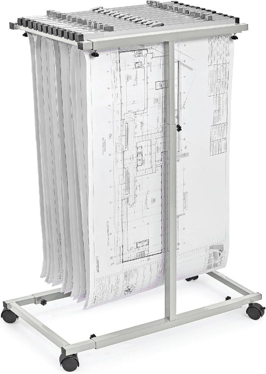 Adir Mobile Blueprint Storage Rack - Adjustable and Portable Vertical Blueprint Holder for Plans, Maps, Posters and Drawings. File Organizer Stand for Home, Office and Construction Sites
