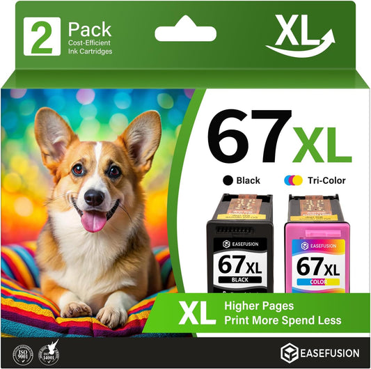 67XL Ink Cartridges Black Color Combo Pack Replacement for HP Ink 67 HP67XL 67 XL Compatible with DeskJet 2755e 2700 2700e 4155e 4100 Envy 6000 6055e 6455e Printer