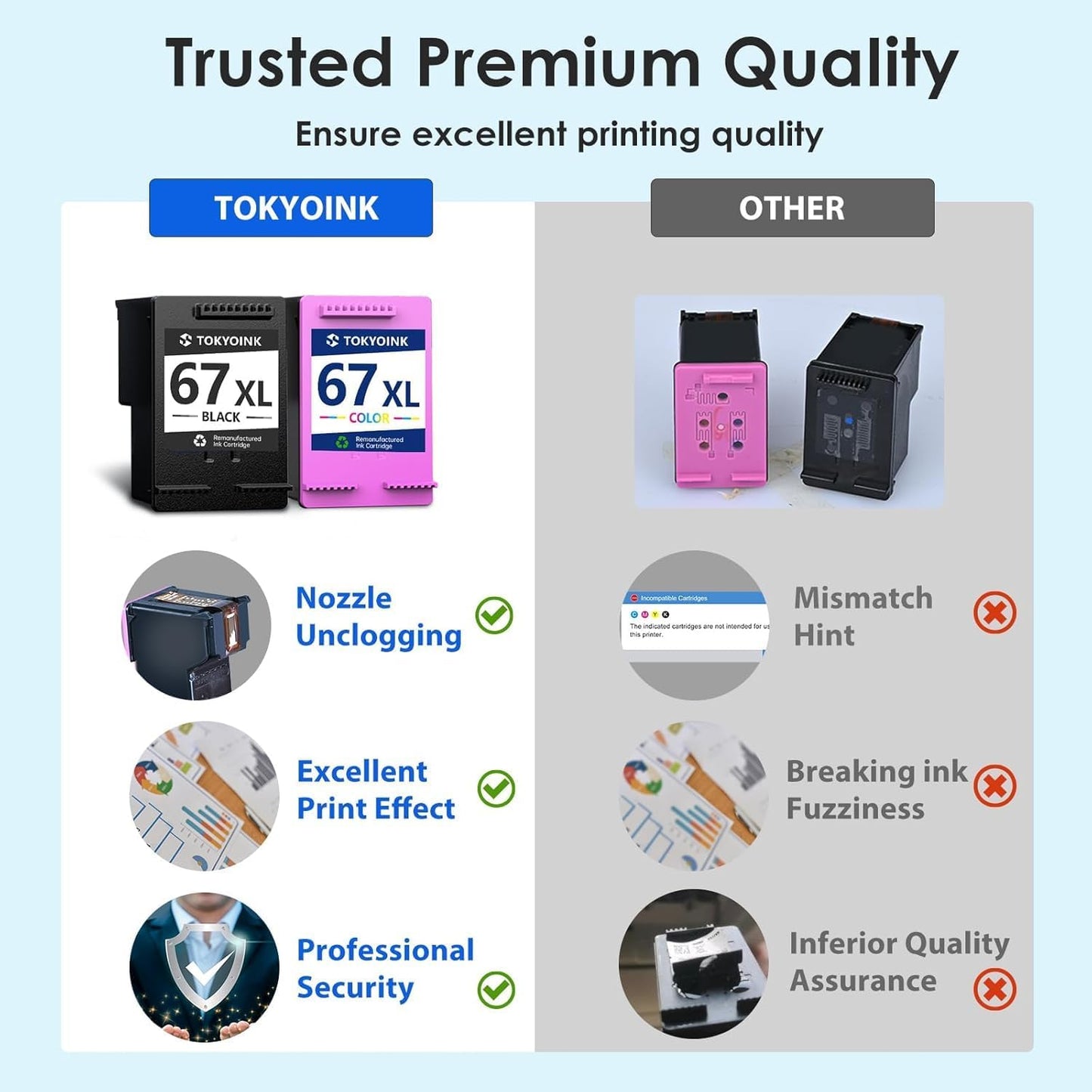 67XL Printer Ink Compatible for HP Ink 67 Replacement for HP67 67XL Ink Cartridges Black/Color Combo Pack Fit for DeskJet 2855e 2827e 4255e 2800e 2700e 2755e 4155e Envy 6000 6055e 6400 6455e Printer