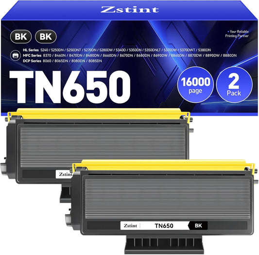TN650 Toner Cartridge Black 2-Pack Compatible for Brother TN-650 TN620 TN-620 HL-5370DW HL-5340D DCP-8060 DCP-8065DN 8085DN 8080DN HL-5240 5340D 5350DN 5370DW 5250DN MFC-8660DN 8480DN 8680DN Printer