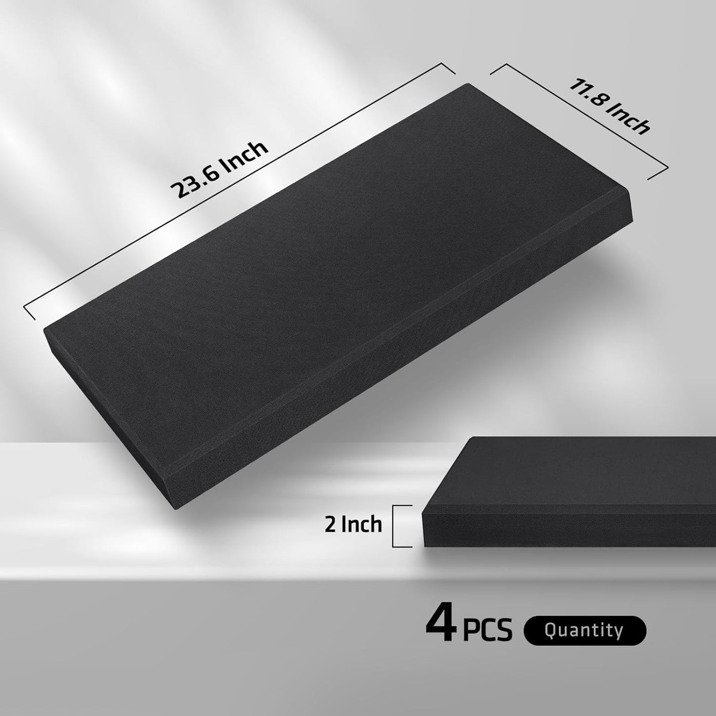 UMIACOUSTICS 4 PCS Acoustic Panels with Hanging Bracket, 2” Thick Fiberglass Sound Proof Panels Removable for Studios, Office, Home Theater Ceiling or Wall- Black