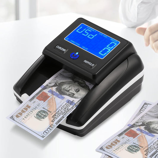 Portable Counterfeit Bill Detector, Rechargeable 4 Way Direction Bill Checker Machine with Visual & Audible Reminding, 1s Accurate Money Detector for Car/Office/Home with Total Value Display