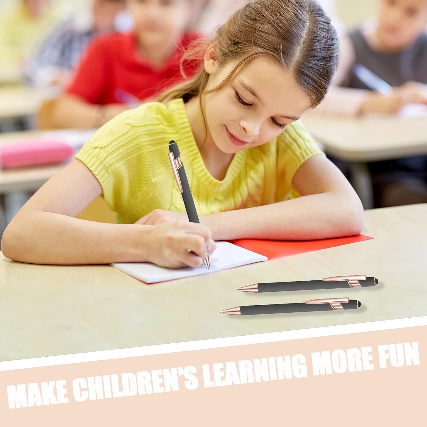 36 Pcs Blue Ink Ballpoint Pen with Stylus 2 in 1 Ballpoint Pen for Touch Screens School Office Coworkers (Gray Rose Gold)