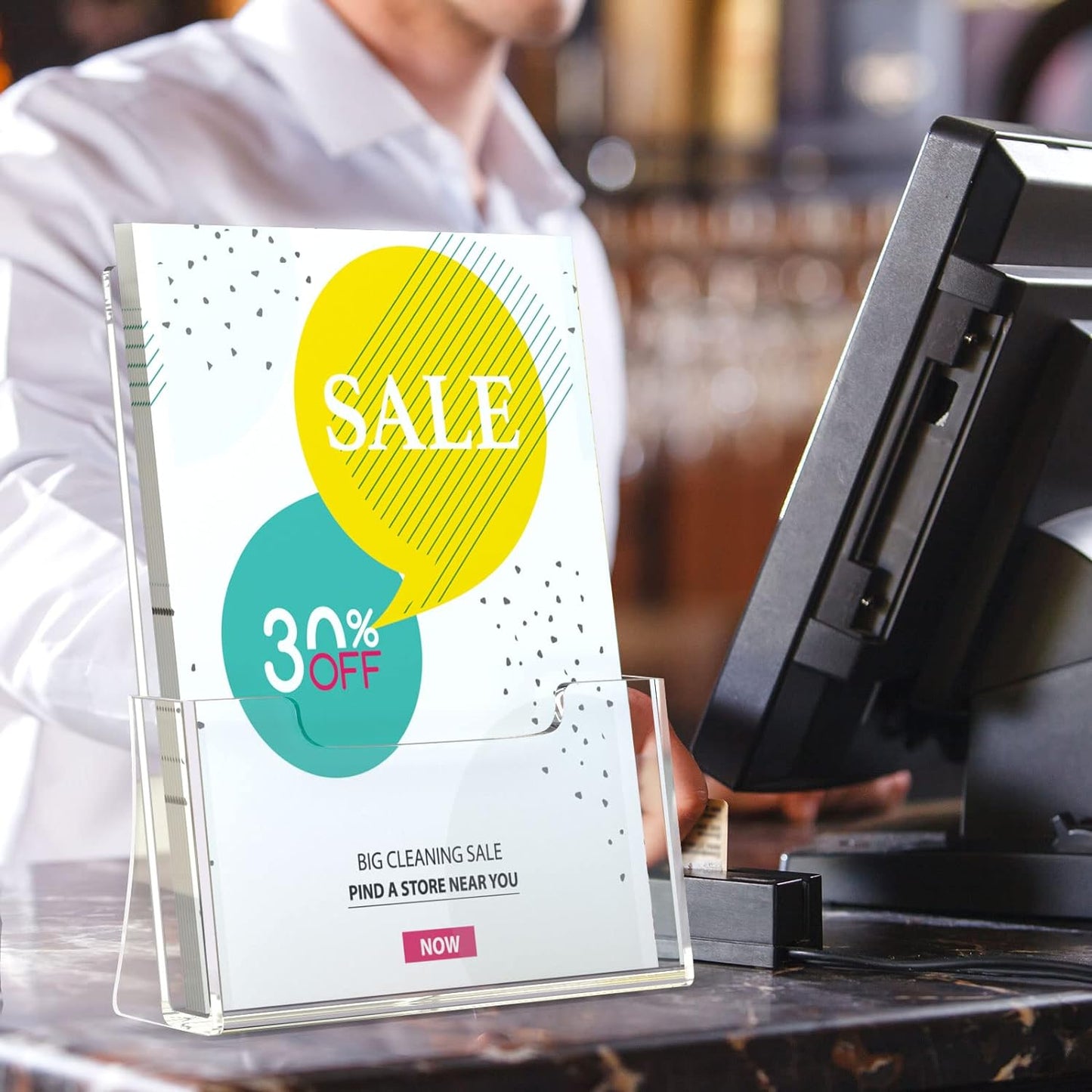 HIIMIEI Brochure Holder 8.5 x 11 inches, Acrylic Flyer Holder with 2 Pack, Plastic Stands for Displaying Magazines, Pamphlets, Literature, Brochures, Booklets, Menu