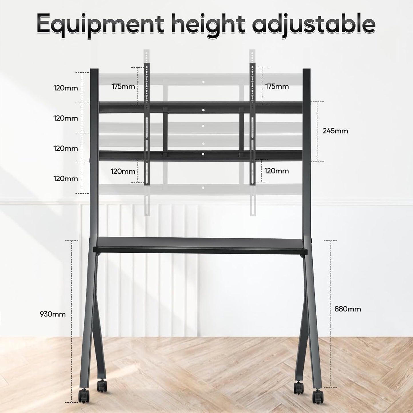 Interactive Whiteboard Portable Stand for 55"-86" Smart Board, Four Lockable Wheels, Sleek Design for The Modern Office or Classroom