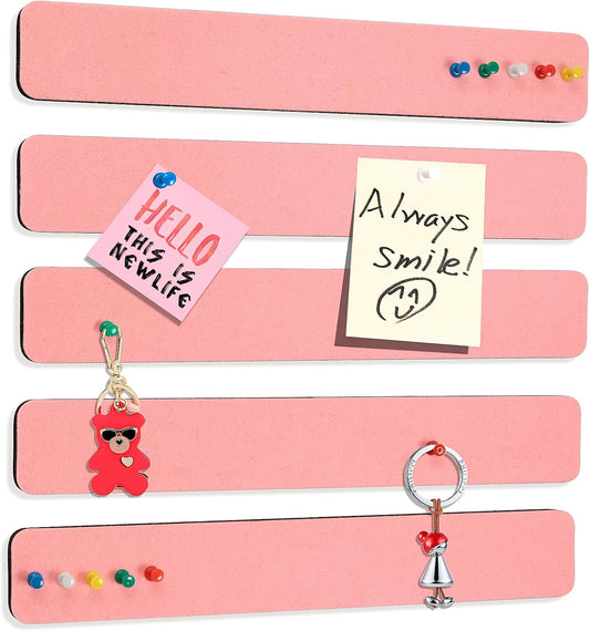 Felt Pin Board Bar Strips Bulletin Board for Bedrooms Offices Home Wall Decoration, Notice Board Self Adhesive Cork Board with 35 Push Pins for Paste Notes, Photos, Schedules