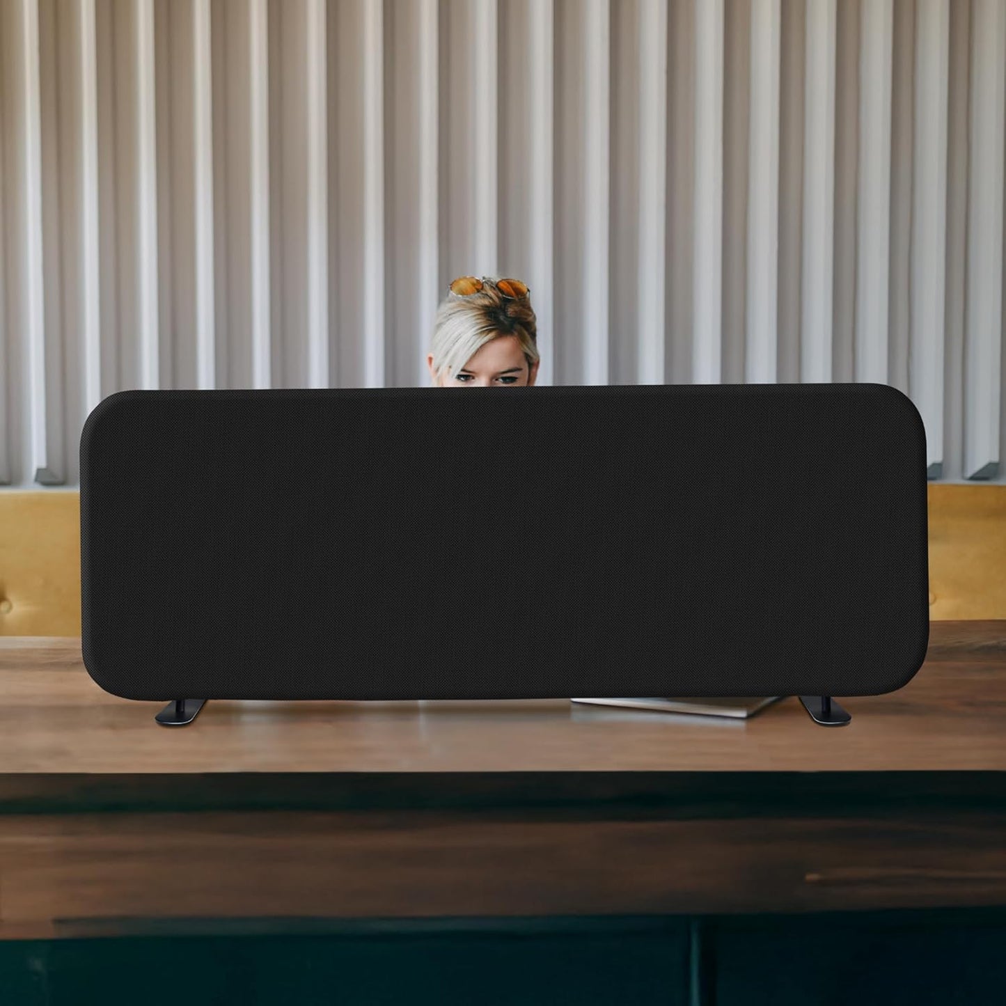 DECOLAB Desk Divider, Movable Desk Panel Privacy Partition for Home Office, Student, Classroom, Study, Free Standing, Scratch Resistance, 48"x18", Midnight