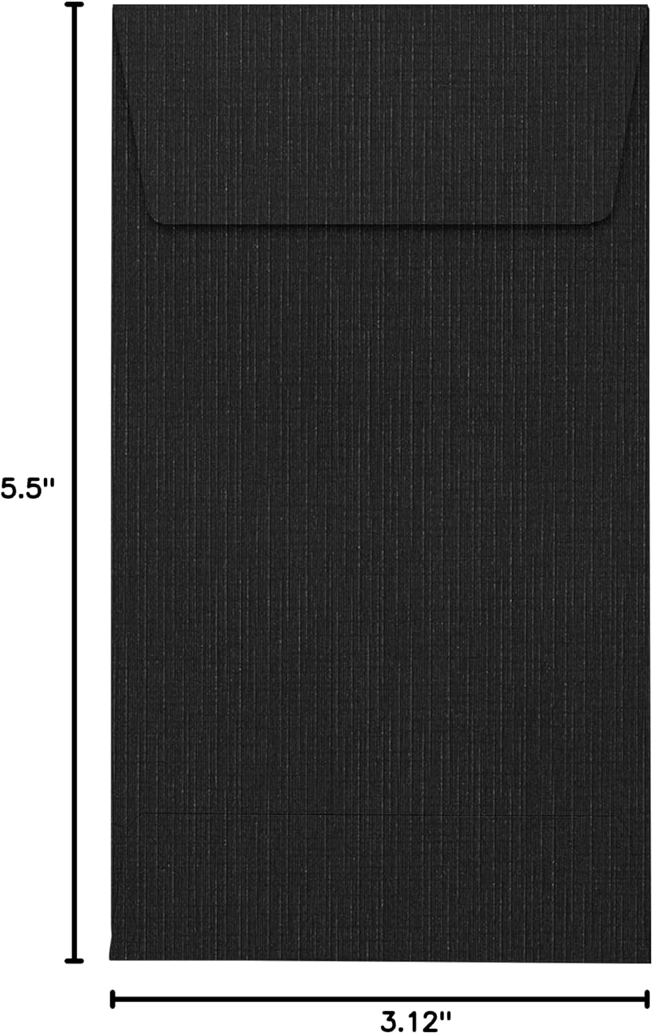 LUXPaper #5 1/2 Coin Envelopes | Peel & Press | 3 1/8" x 5 1/2" | Black Linen | 80lb. Text | 1,000 Qty