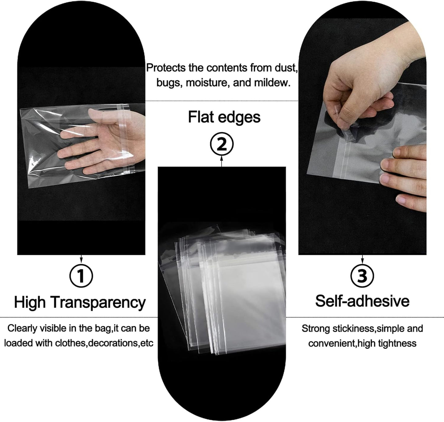 AUEAR, 5"x7" (100 Pack) Clear Plastic Sleeves - Acid Free 1.6mil Crystal Resealable Bags -Fit for 5x7 Art Prints, Photos, Cards & Envelope