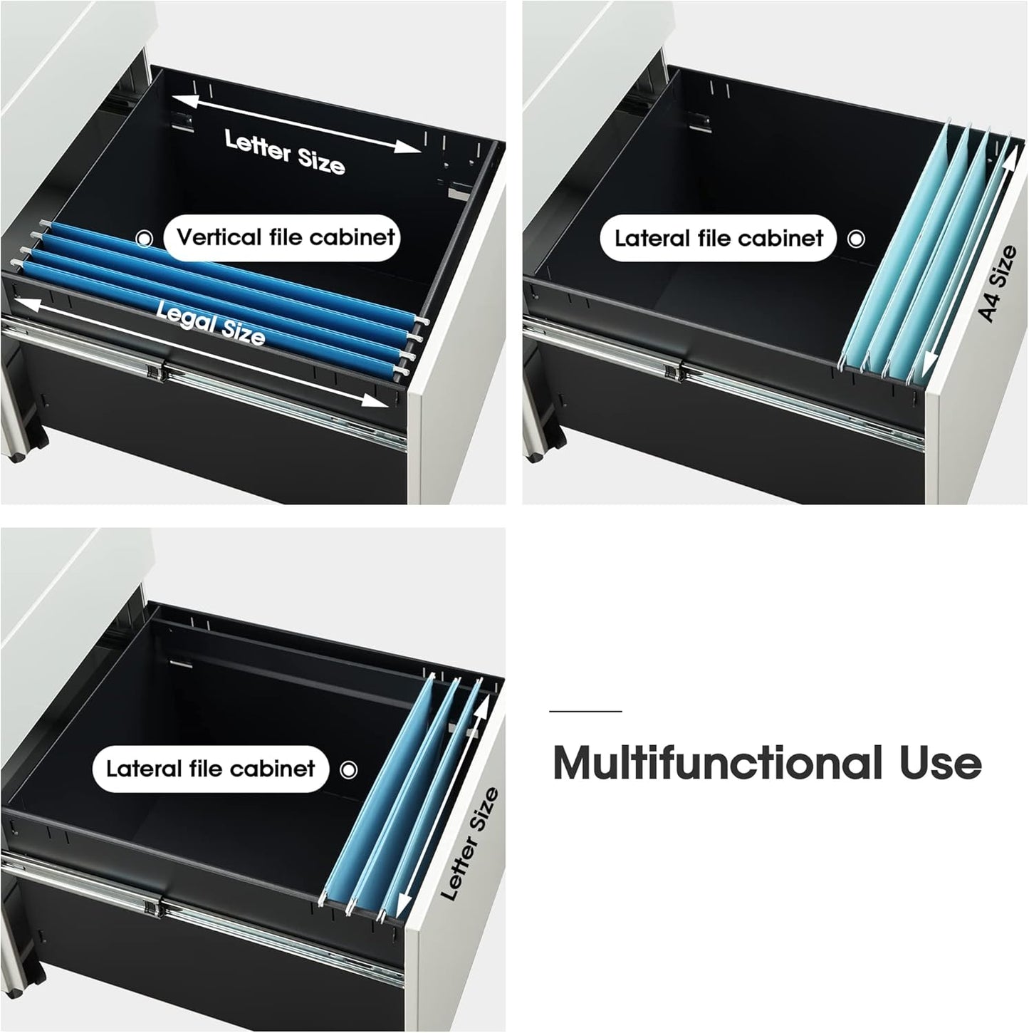 DEVAISE 3 Drawer Rolling File Cabinet, Locking Filing Cabinet for Home Office, Fully Assembled Under Desk Cabinet, White