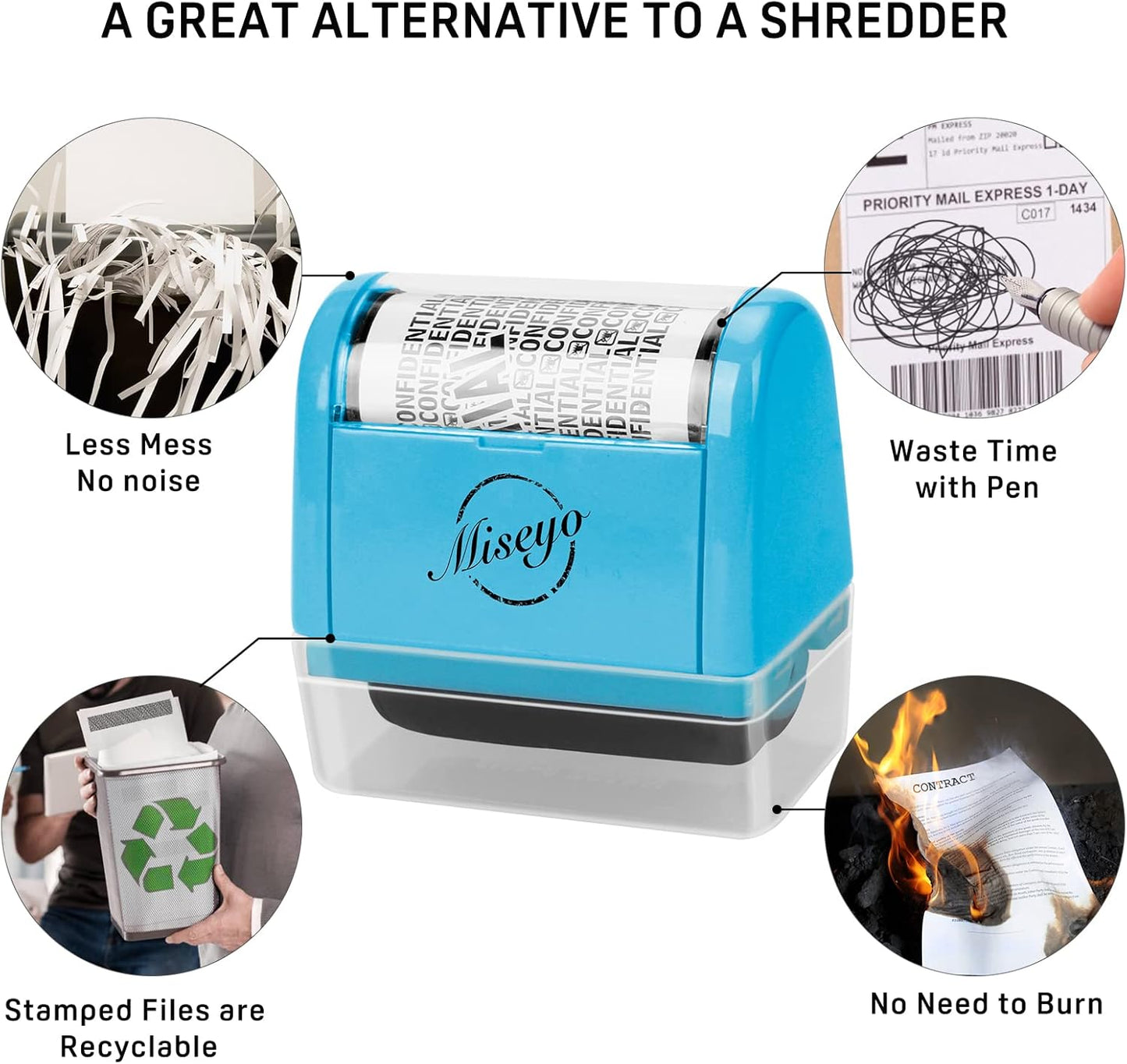 Miseyo Wide Roller Stamp Identity Theft Stamp 1.5 Inch Perfect for Privacy Protection,Anti-Theft Security Confidential Easy for Guard Personal Information Blockout - 3Pack Set