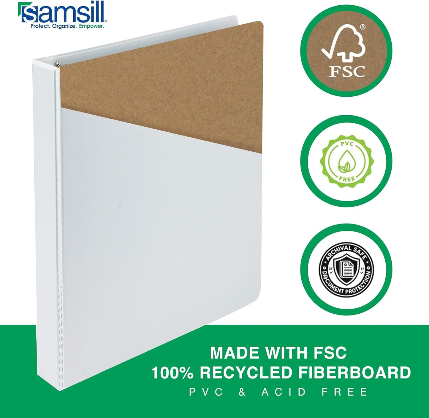 Samsill 1 Inch 3 Ring Binders, Made in USA, Economy Round Ring, Clear View Cover, 200 Sheet Capacity - for School, Home, Office - White, 6 Pack