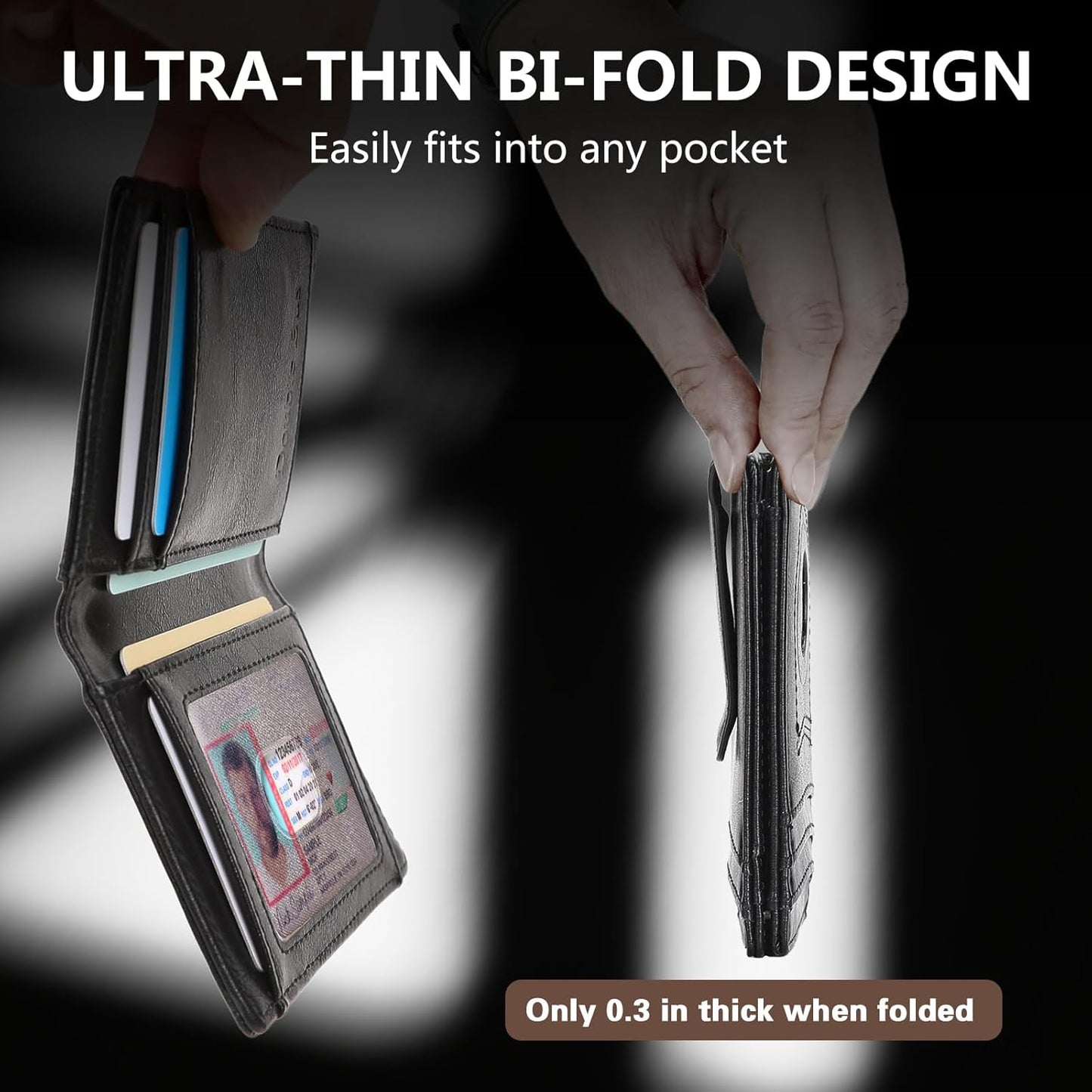 Slim Wallet for Men Credit Card Holder Wallet RFID Blocking Bifold Mens Slim Wallet,Thin Minimalist Front Pocket Mens Leather Wallets,Smart Security Mini Small Compact Wallet & Money Clip