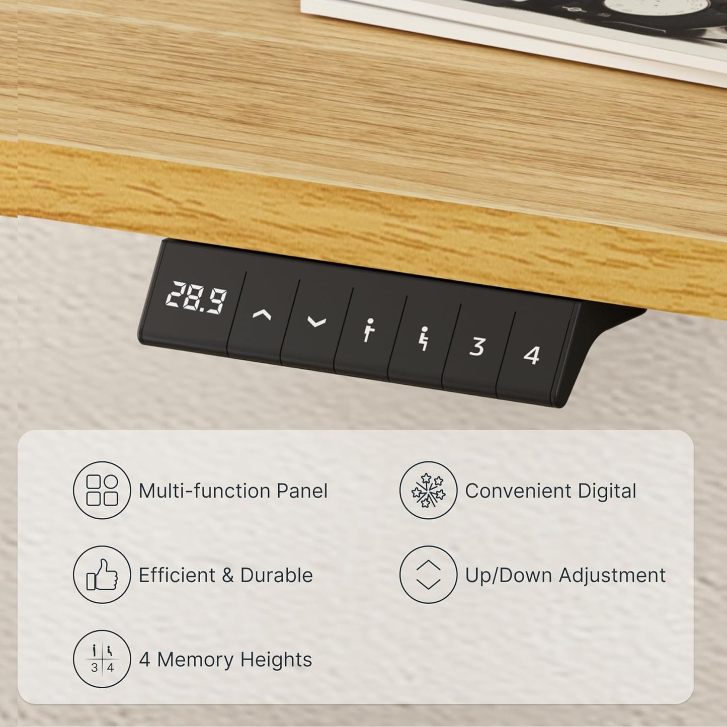 FLEXISPOT EN1 Whole-Piece Standing Desk, 48 x 24 Inches Height Adjustable Desk Stand up Desk Home Office Table for Computer Laptop (White Frame + Maple Desktop)