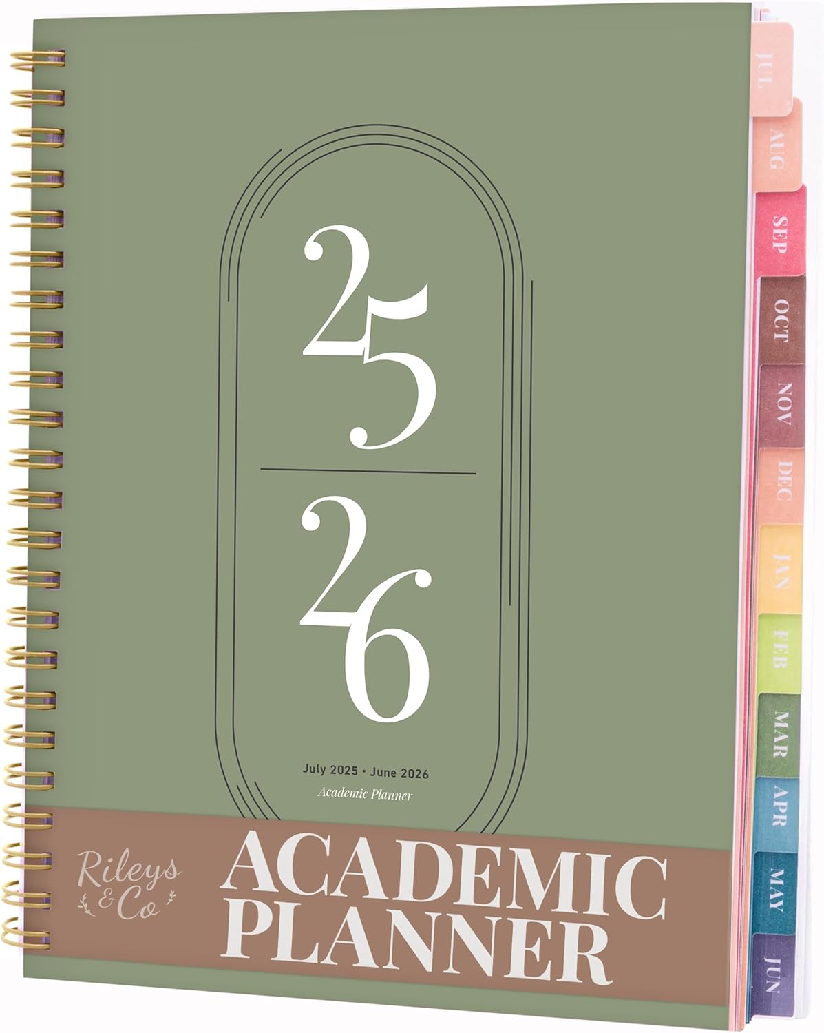 Rileys Academic Planner 2025-2026, Daily, Weekly & Monthly Planner, July 2025 - June 2026, Student Notes Pages, Twin-Wire Binding, Weekly Agenda for School & Work (8.5 x 11-Inches, Green)