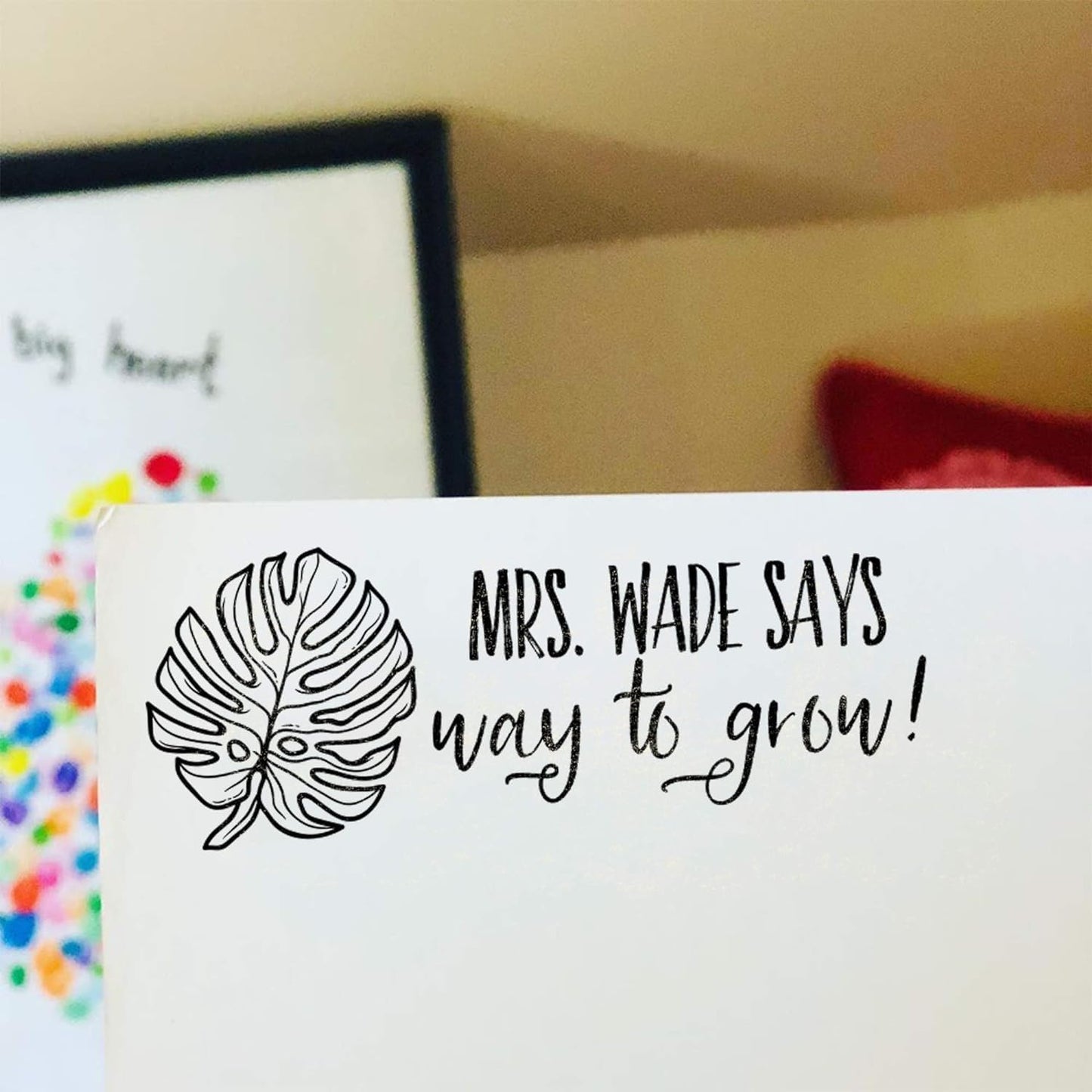 Custom Self-Inking Teacher Stamps | 49 Designs | Fun Phrases | Grading Made Easy | Classroom and Library Book Stamps (Way to Grow, Large)