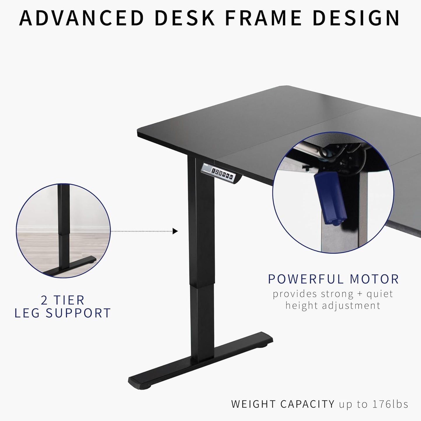 VIVO Electric 60 x 30 in Standing Desk, Memory Height Adjustment, 1B Series, Dark Gray Top White Frame, DESK-KIT-1W6G-30