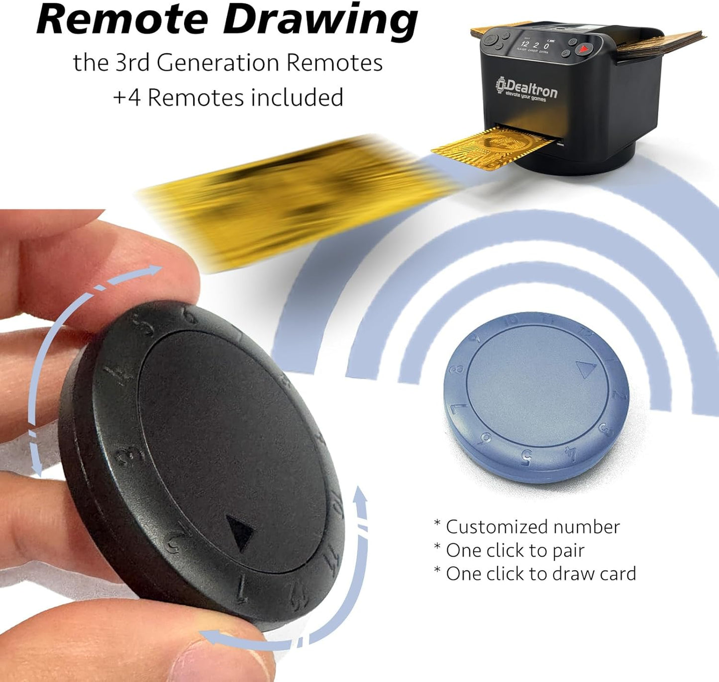 All-in-One Automatic Card Shuffler and Dealer,with 4 Remotes,Programmable Dealer,Card Shuffler 2 Deck,360° Rotation,Ultra Quiet,Rechargeable,up to 12 Players,for All Card Games (Jet Black)