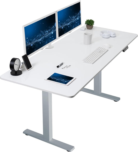 VIVO Electric Dry Erase 71 x 30 in Standing Desk, Memory Height Adjustment, 1B Series, Whiteboard Top Gray Frame, DESK-KIT-1G7WE