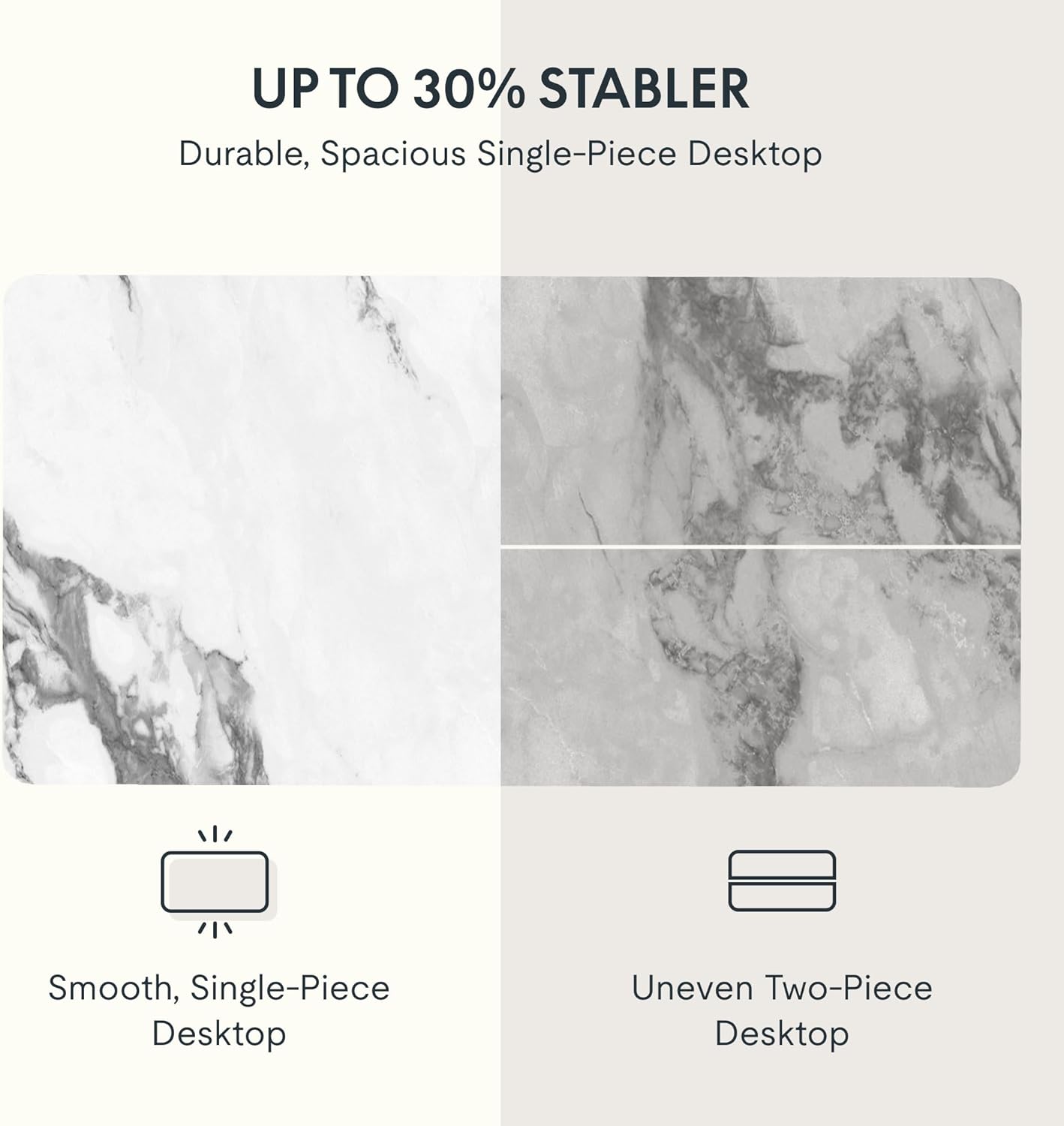 FLEXISPOT EN2 Whole-Piece Standing Desk with Clamp Power Strip, 48 x 24'' Electric Stand Up Height Adjustable Desk with Cable Management (Gray Frame + 48" Marble Gray, 2 Packages)