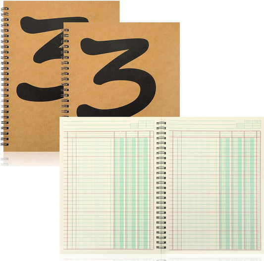 3 Pcs Accounting Ledger Book 3 Column 7 * 9.25inch Columnar Notebook Columnar Pad 3 Columns Kraft Paper Cover 100 Pages for Personal Use Small Business(50 Sheet)