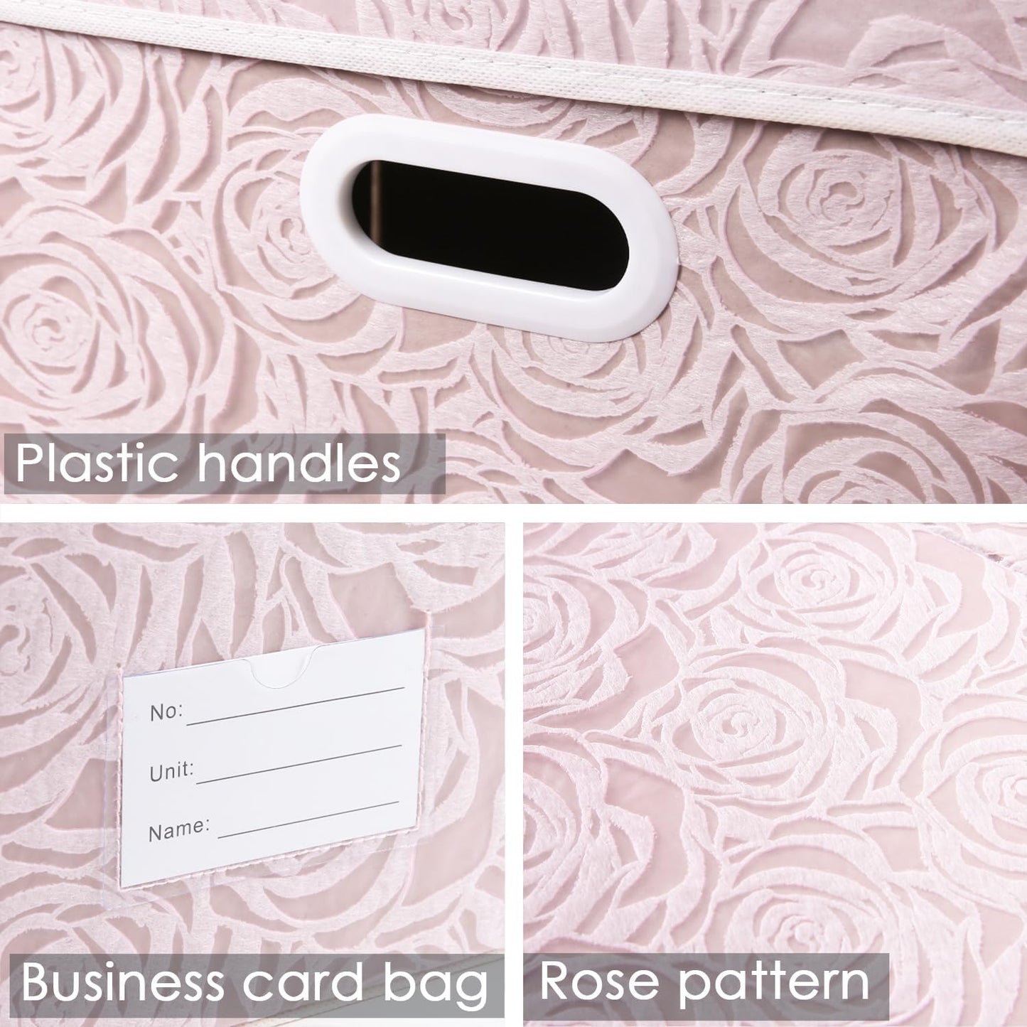 PRANDOM Jumbo Collapsible Storage Boxes with Lids Fabric Decorative Storage Bins Cubes Organizer Baskets with Cover Handles Divider for Bedroom Closet Living Room 23.2x15.7x11.6 Inch 3 Pack