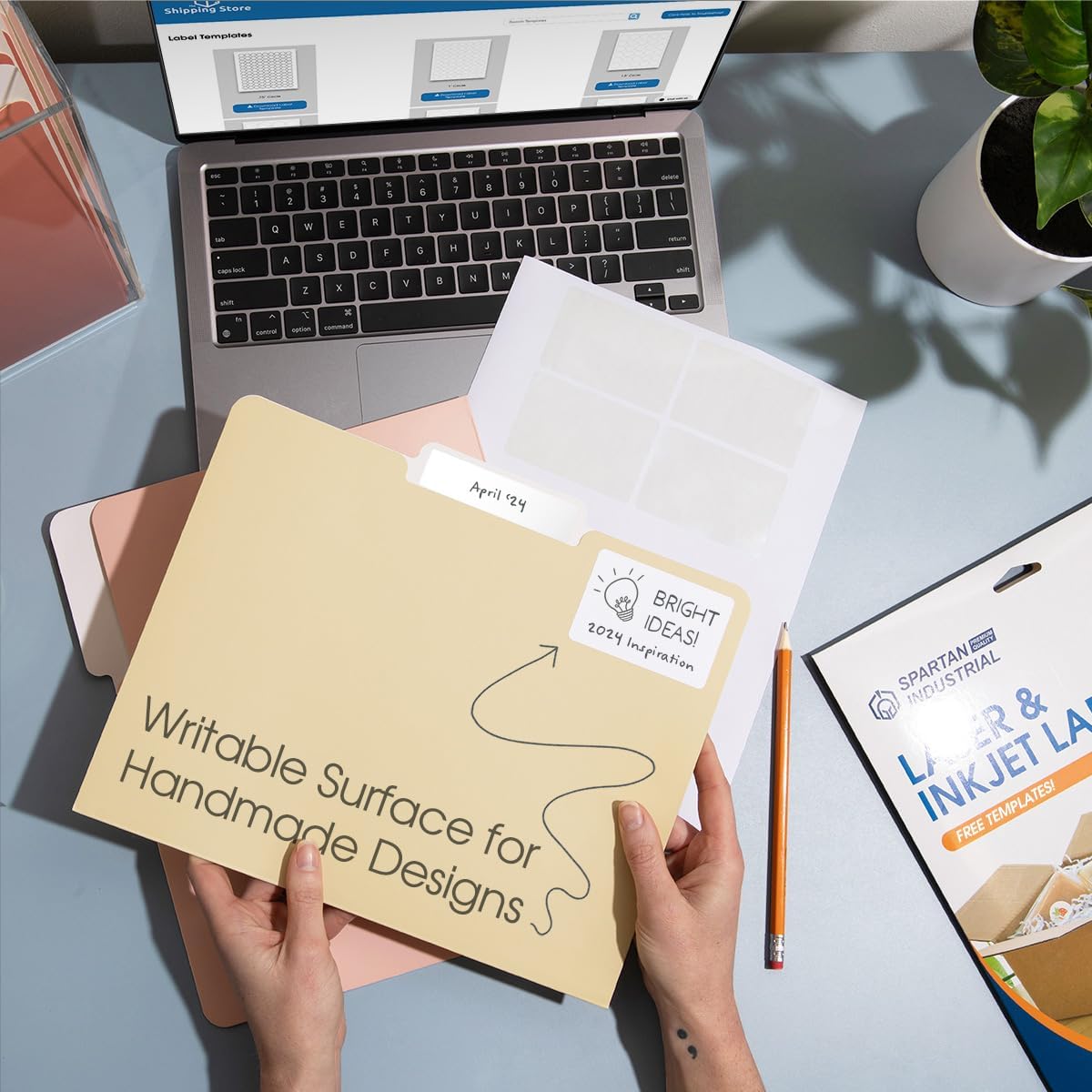 4" X 2 1/2" Printable Shipping Address Labels Compatible with Inkjet and Laser Printers - 250 Sheets, 2000 Total Matte White Paper Stickers for Mailing Packages and Envelopes - Spartan Industrial