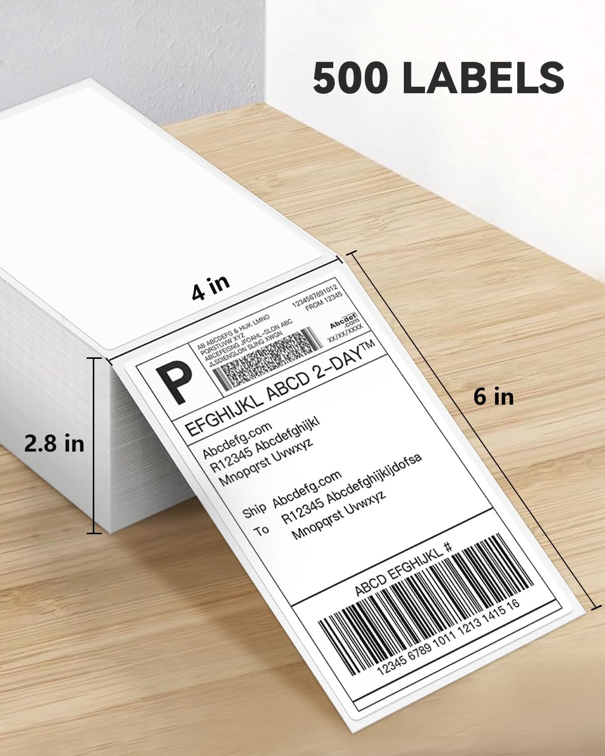 4x6 Thermal Paper, Pack of 500 Fanfold Shipping Labels with Perforated Line, Compatible with Thermal Label Printer, Commercial Grade Mailing Labels