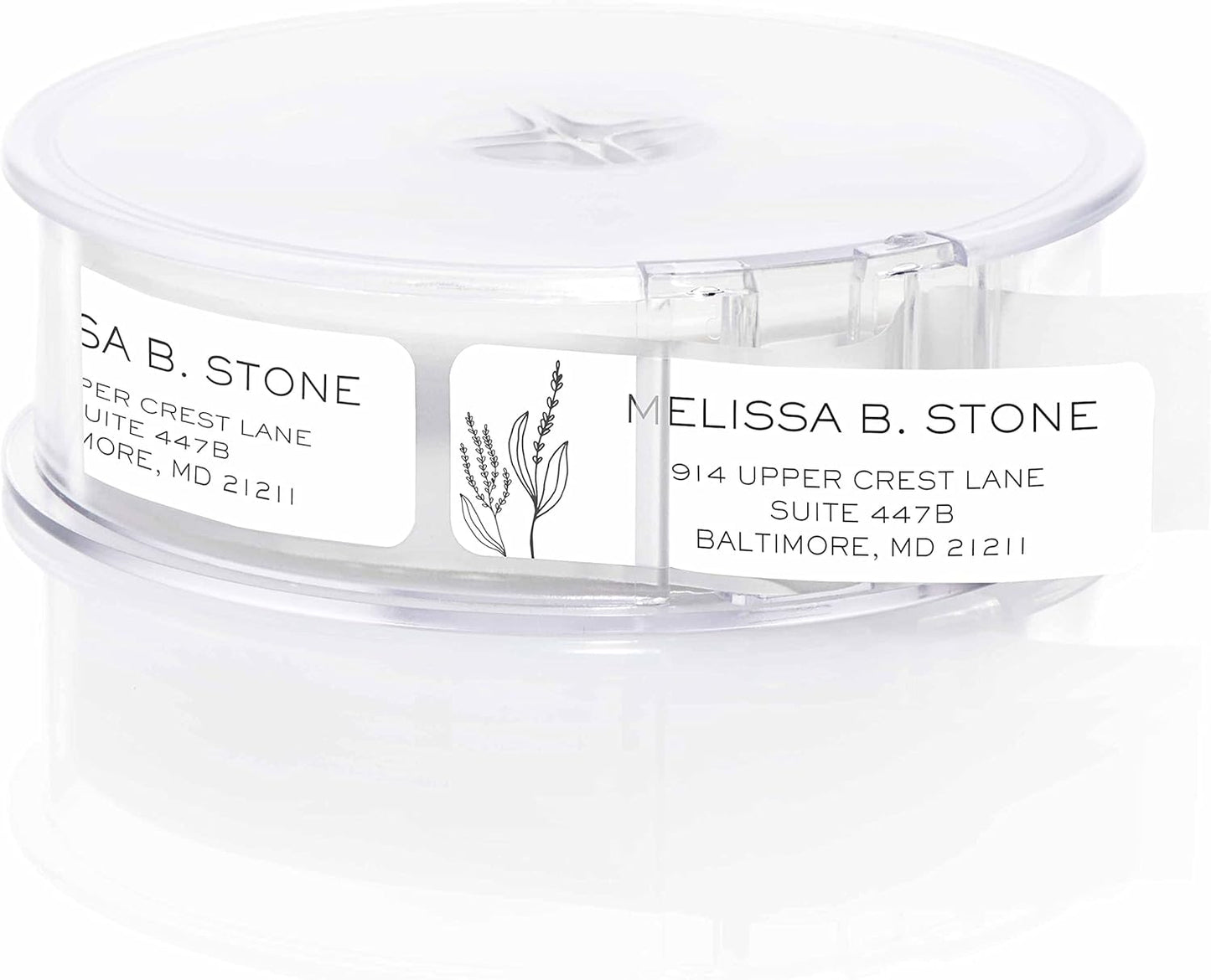 Simple Modern Flower Rolled Address Labels/Roll of 250 Floral Illustration Personalized Address Labels/Designer Return Address Stickers in Elegant Plastic Dispenser