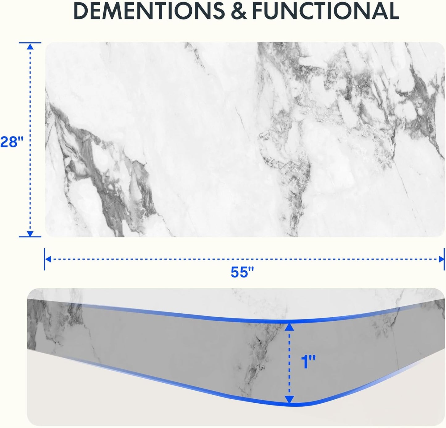 FLEXISPOT EN2 Whole-Piece Standing Desk with Clamp Power Strip, 55 x 28 Electric Stand Up Height Adjustable Desk with Cable Management (Gray Frame + 55" Marble Grey Top, 2 Packages)