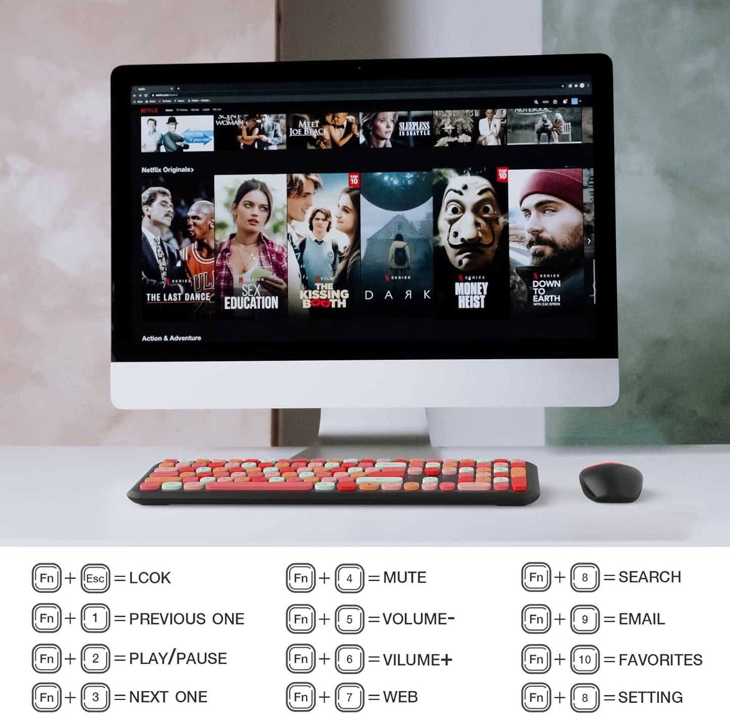 MOFII Wireless Keyboard and Mouse Combo Silent, Slim Compact 2.4G USB Full Size, Cute Keyboard 110 Keys for PC, Notebook, MacBook, Tablet, Laptop, Windows System