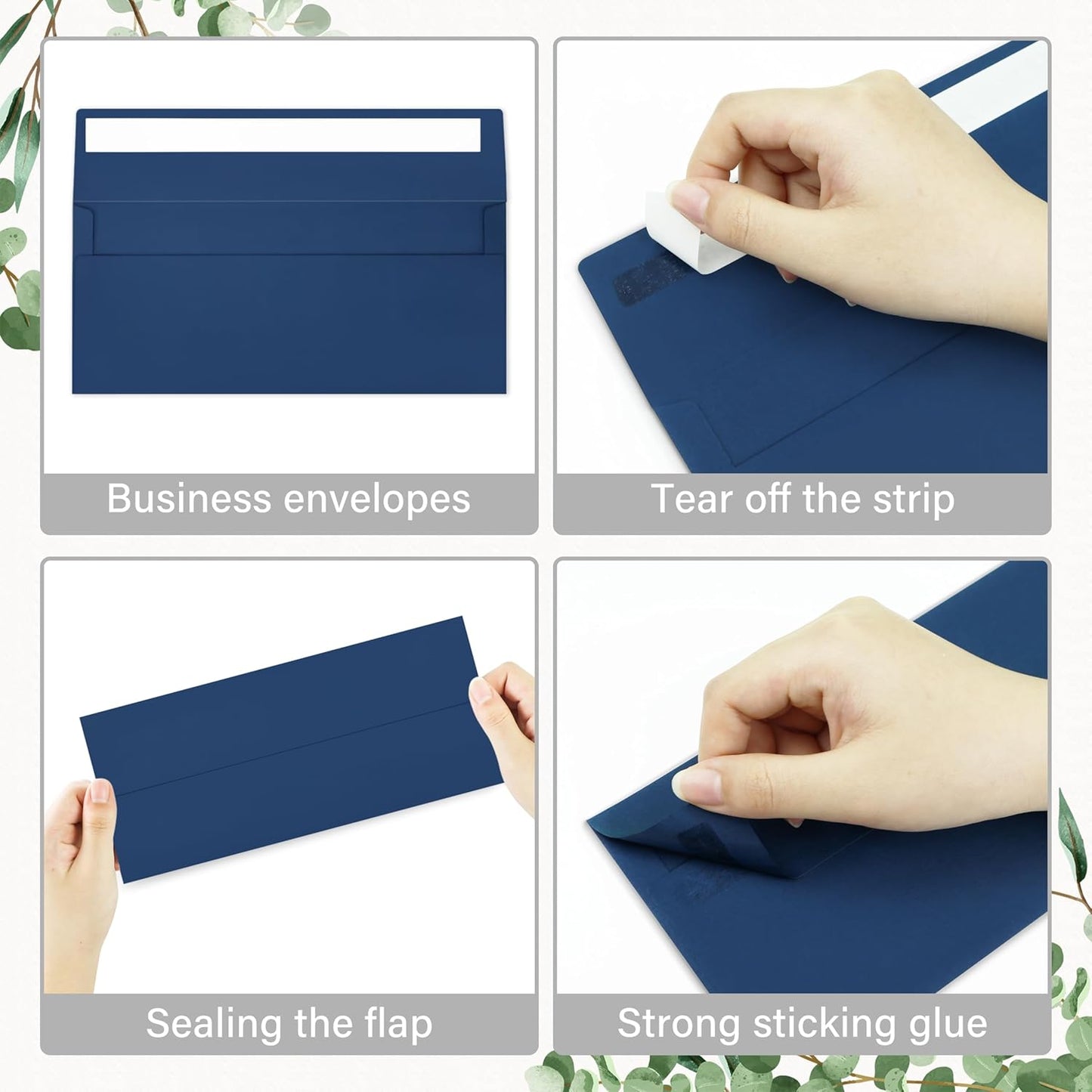 200 Pack #10 Business Envelopes, Self Seal Standard Navy Blue Envelopes for Secure Business & Legal Mailing, Office, Checks, Letter, Invoices, 4 1/8 x 9 1/2 Inches