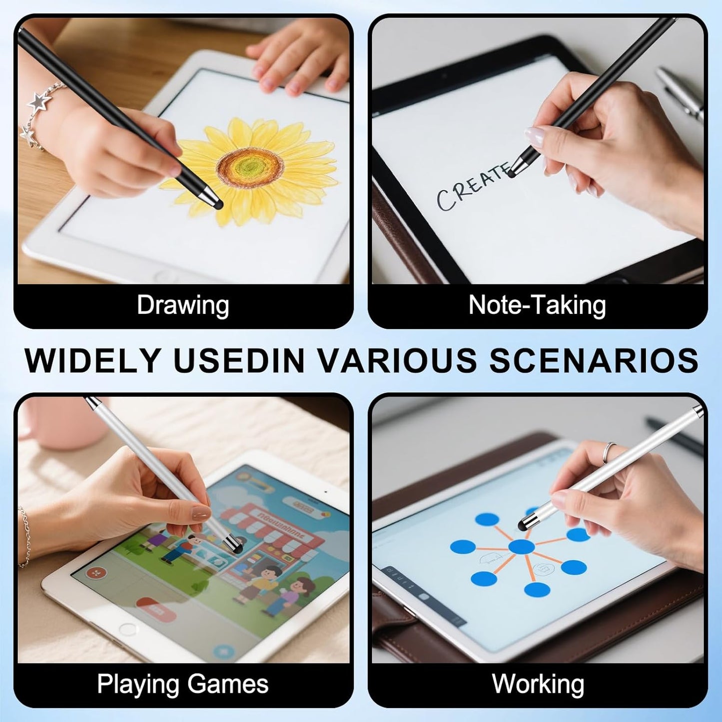 Stylus Pen [10 Pack] Universal Capacitive Touch Screen Pens for iPad/iPhone/Smartphones and Tablets,Compatible with All Capacitive Touch Screen(10 Black/White)