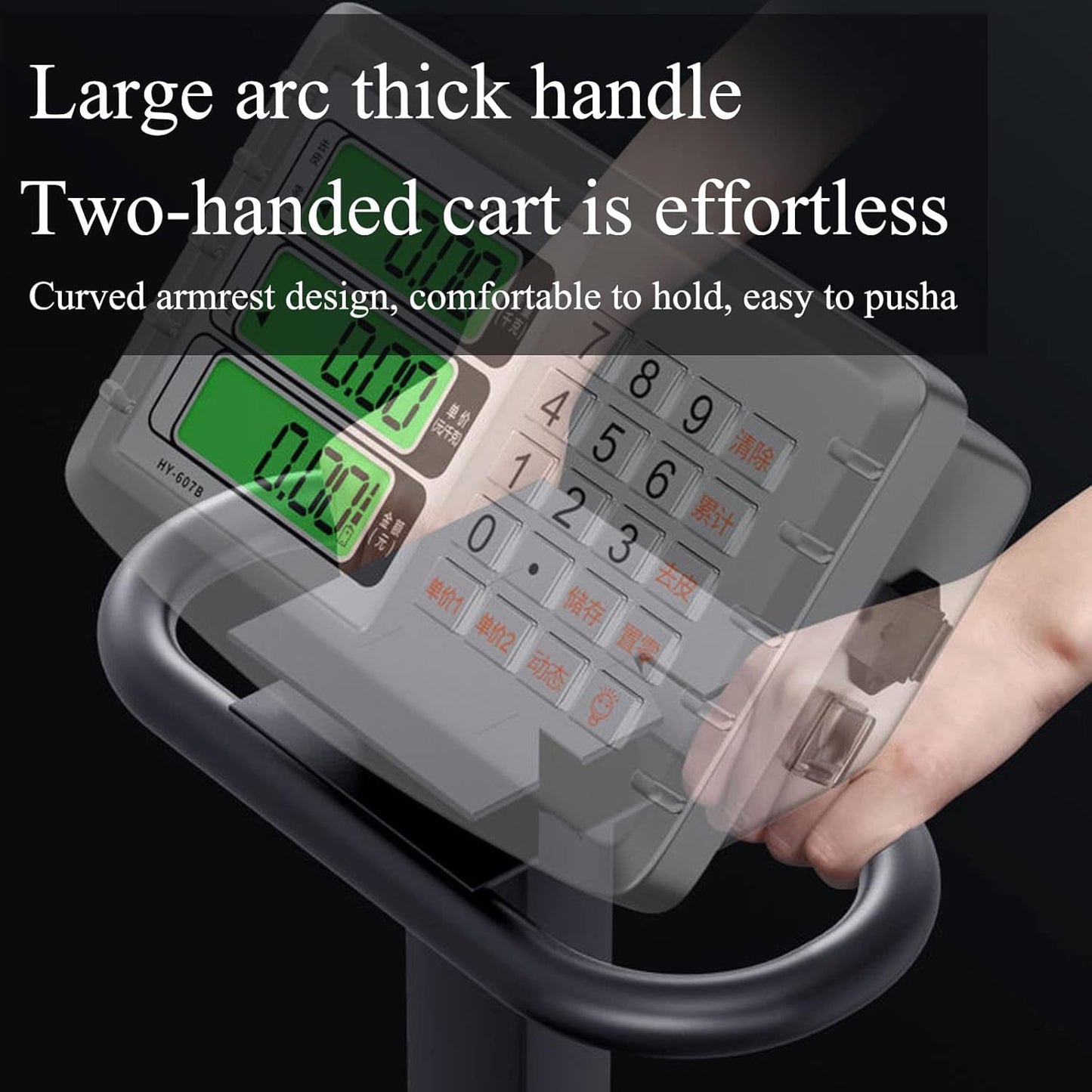 660lb Industrial Platform Scale with Wheels Computing Floor Digital Scale with Accurate LB/KG Price Calculator High Definition Displa Foldable for Weighing Luggage Package Shipping Mailing