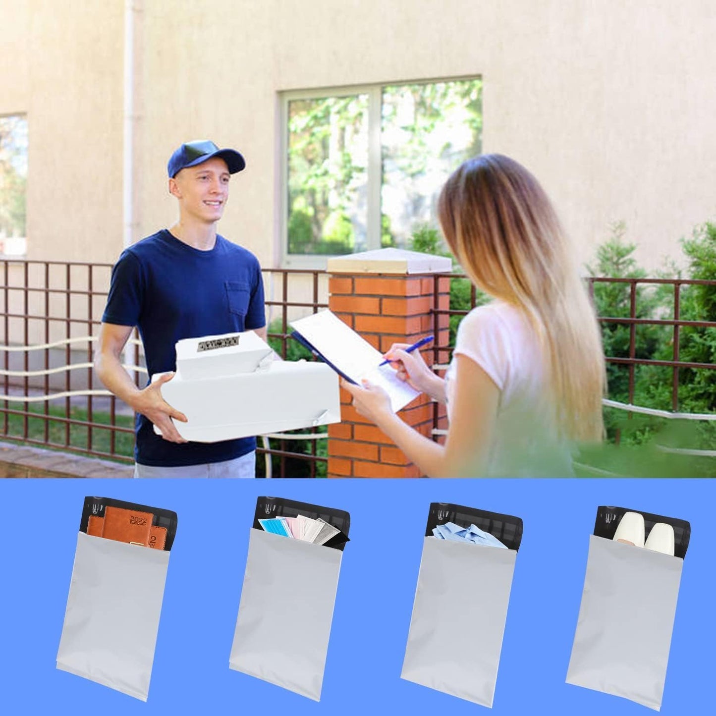 newlng Poly Mailers Shipping Bags Mailing bags-300pcs 10x13"/250x350mm White Shipping Envelopes Self-sealing Adhesive Waterproof and Tear-Proof Packaging Bags poly bag for Clothing Books Gift