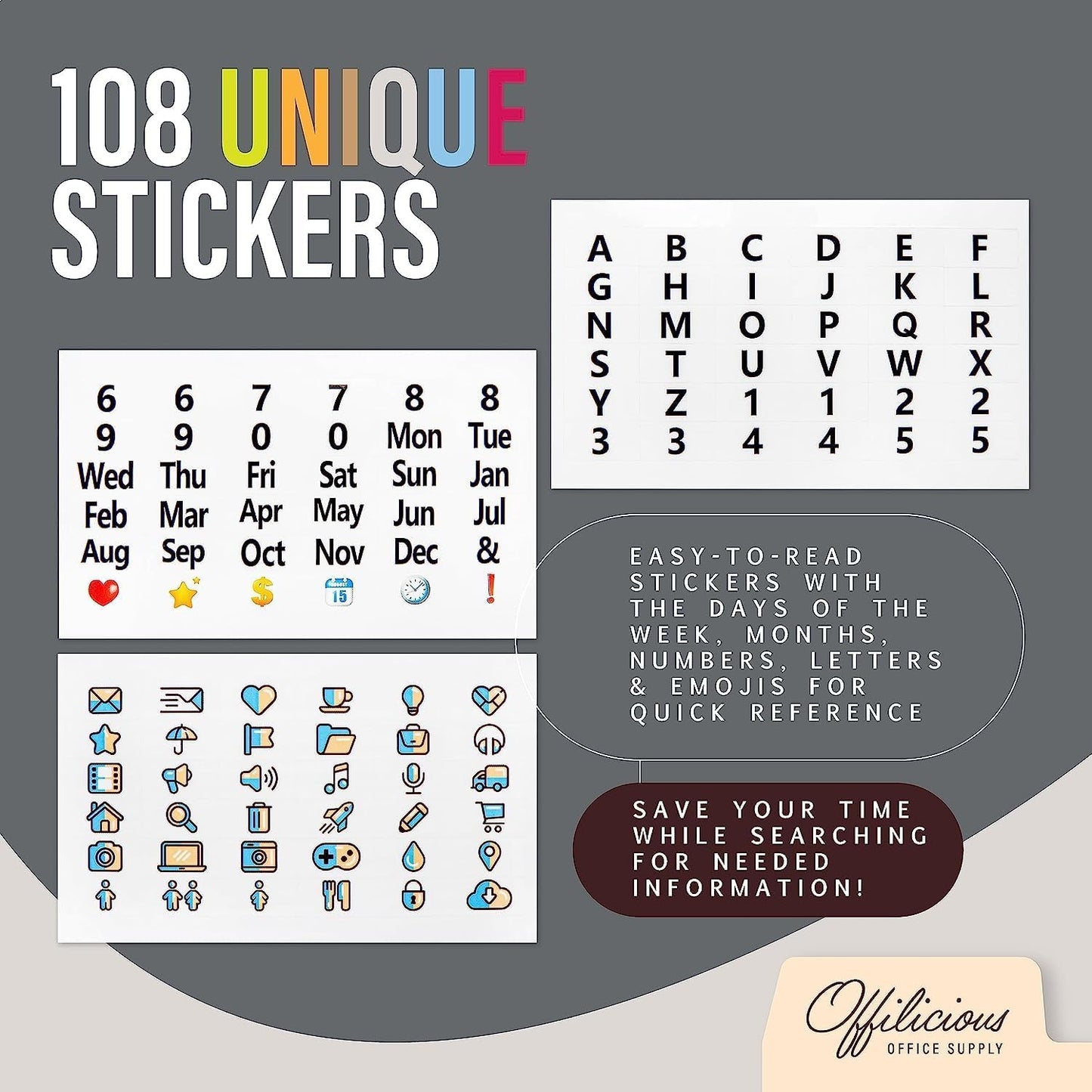 50 Manila Index Card Dividers 3x5 with Tabs & Alphabet Stickers for Recipe Cards