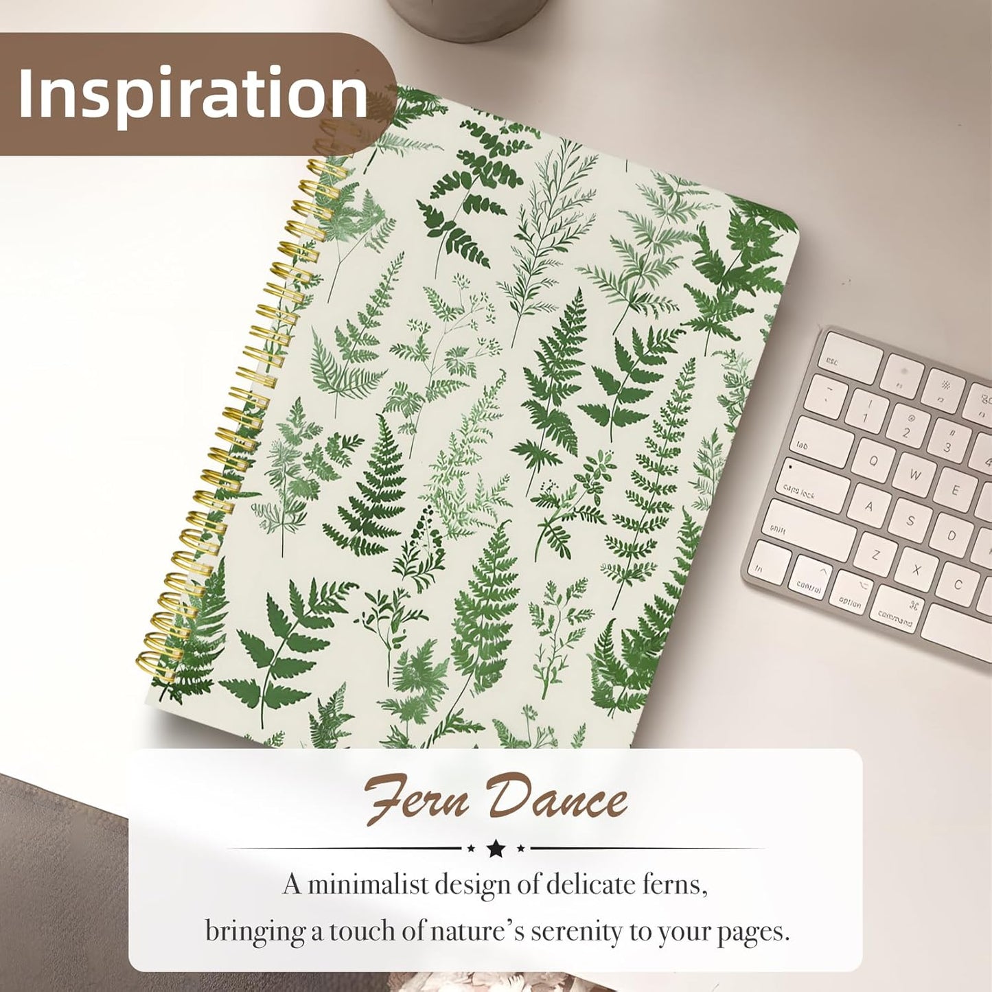 Cute Spiral Notebook journal B5 Aesthetic Pretty Design for Women Girls Kawaii with Pocket, 10 x 7.2 inch, Lined, Green Plants