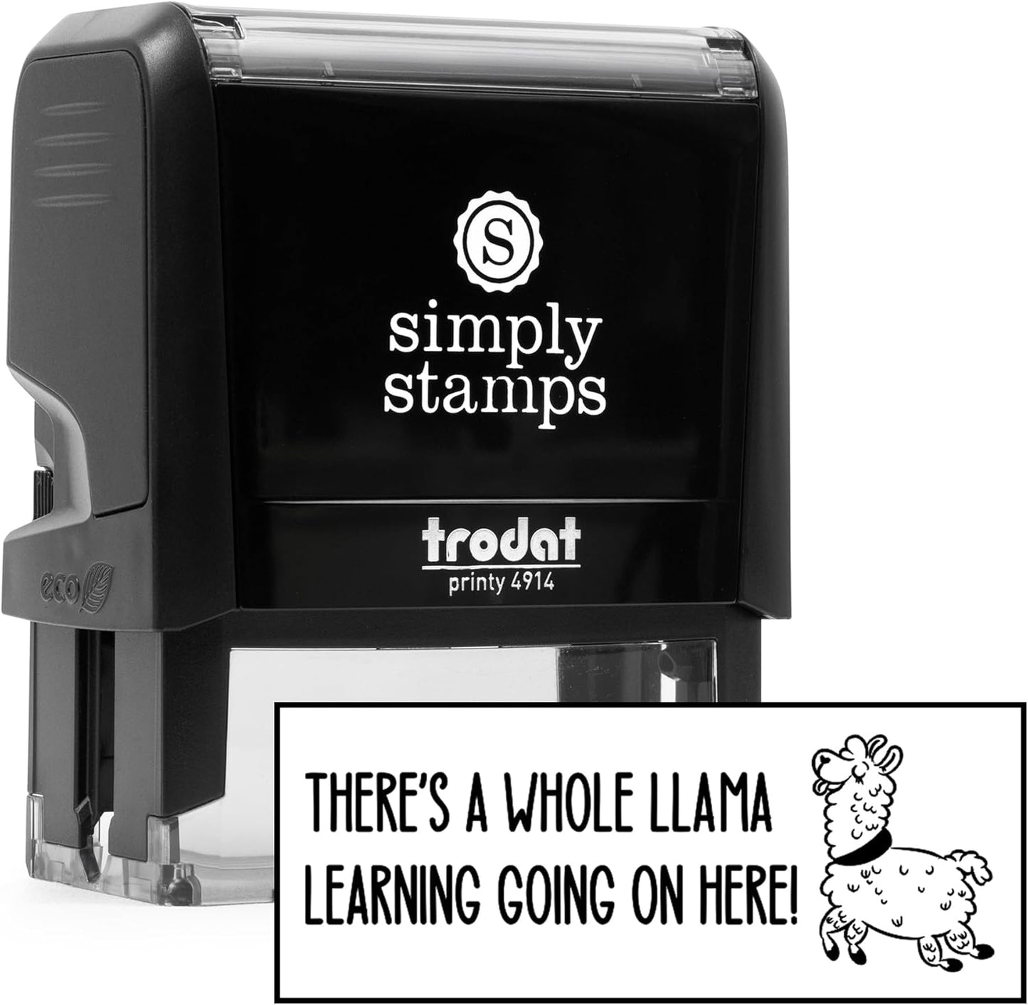Whole Llama Learning Xtra Wide Self-Inking Stamps | 49 Classroom & Library Stamp Designs | Fun Phrases | Grading Made Easy