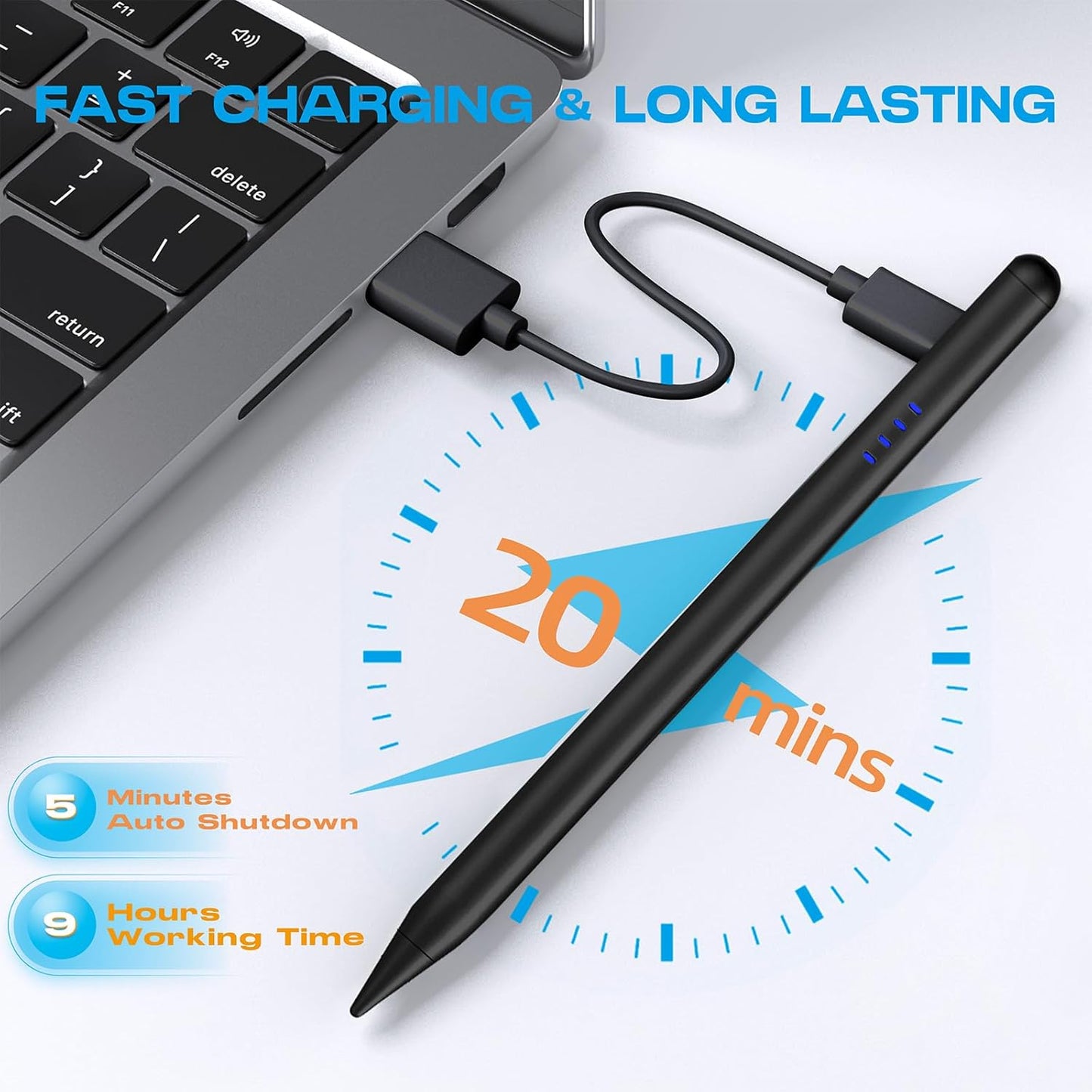 Stylus Pen for iPad 9th&10th Generation, CMARS 20Mins Fast Charge for Tablet Pencil with Palm Rejection, Pens for 2018-2025 Apple iPad 6/7/8/9/10/A16, Pro 11"/12.9"/13"/M4, Mini 5/6, Air 3/4/5/M2/M3