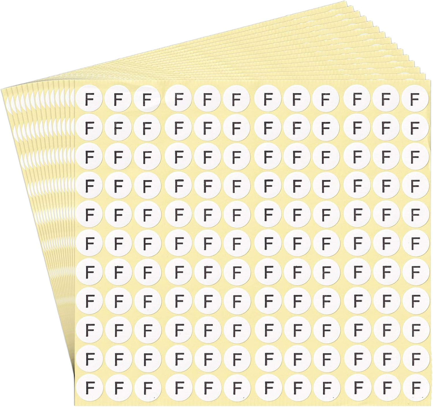dealzEpic - Alphabet Stickers of The Letter F - Small Round Paper Self-Adhesive Peel and Stick Letter Labels - Set of 15 Sheets