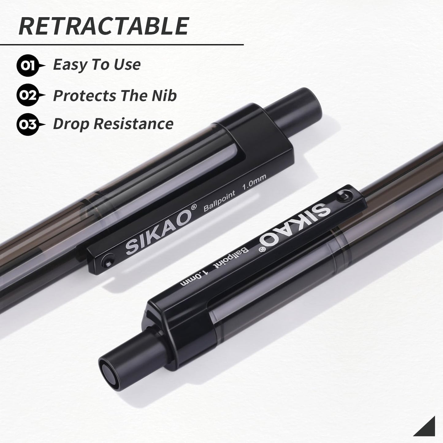 Pens Bulk, Black Pens, 60Pack Ballpoint Pens for Smooth Writing Pens No Smear, Black Ink Pens Medium Point 1.0mm, Retractable Pens, Click Pens, Ball Point Pens, Server Pens, School Office Supplies