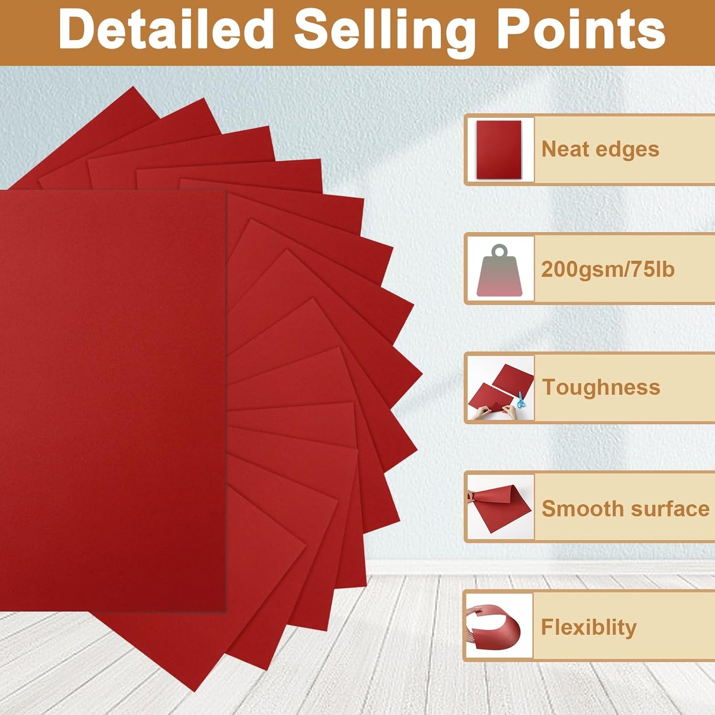 40 Sheets Christmas Red Cardstock 8.5 x 11 Craft Paper, 200gsm/75lb Premium Dark Red Card Stock for DIY Cards Making, Thank You Cards, Wedding Invitations, Birthday Decorations