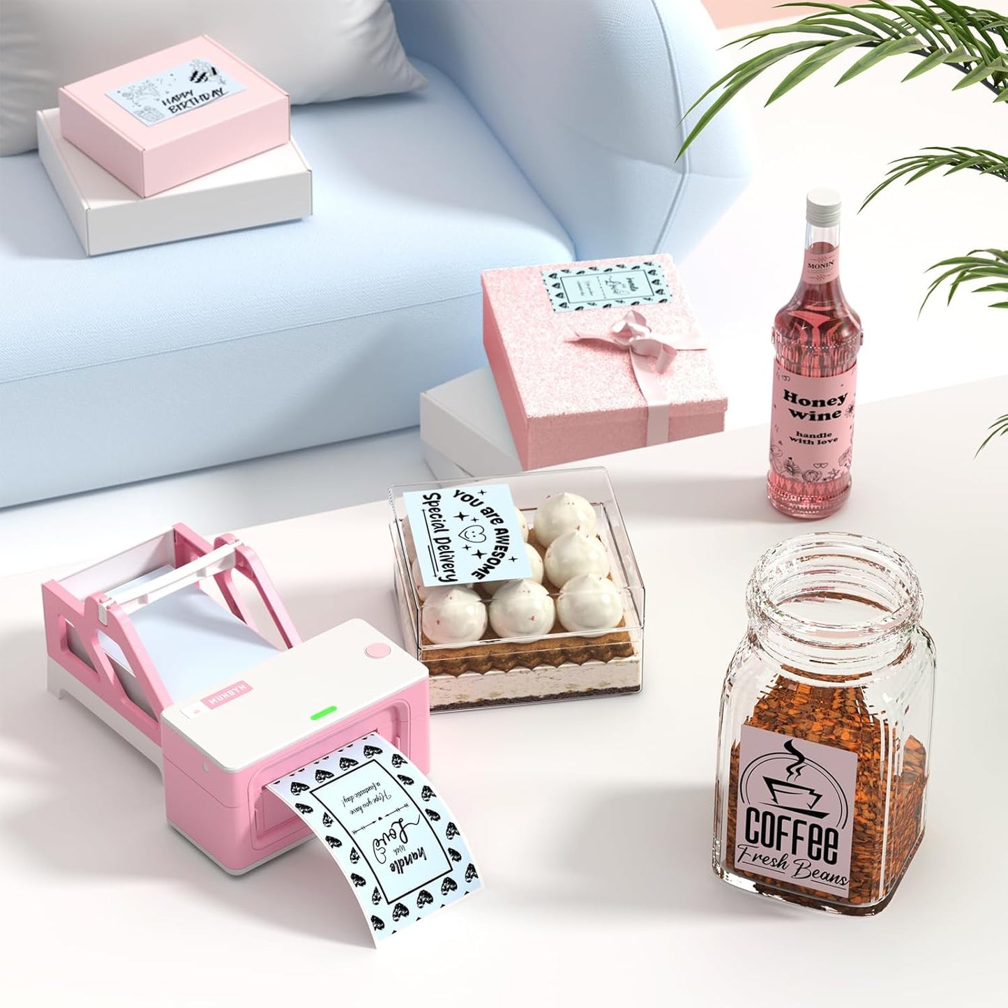 MUNBYN 4x6 Inch Blue Direct Thermal Shipping Labels, Commercial Grade Permanent Adhesive Fanfold Mailing Postage Label Paper for Thermal Printers and Packages, 500 Sheets per Stack