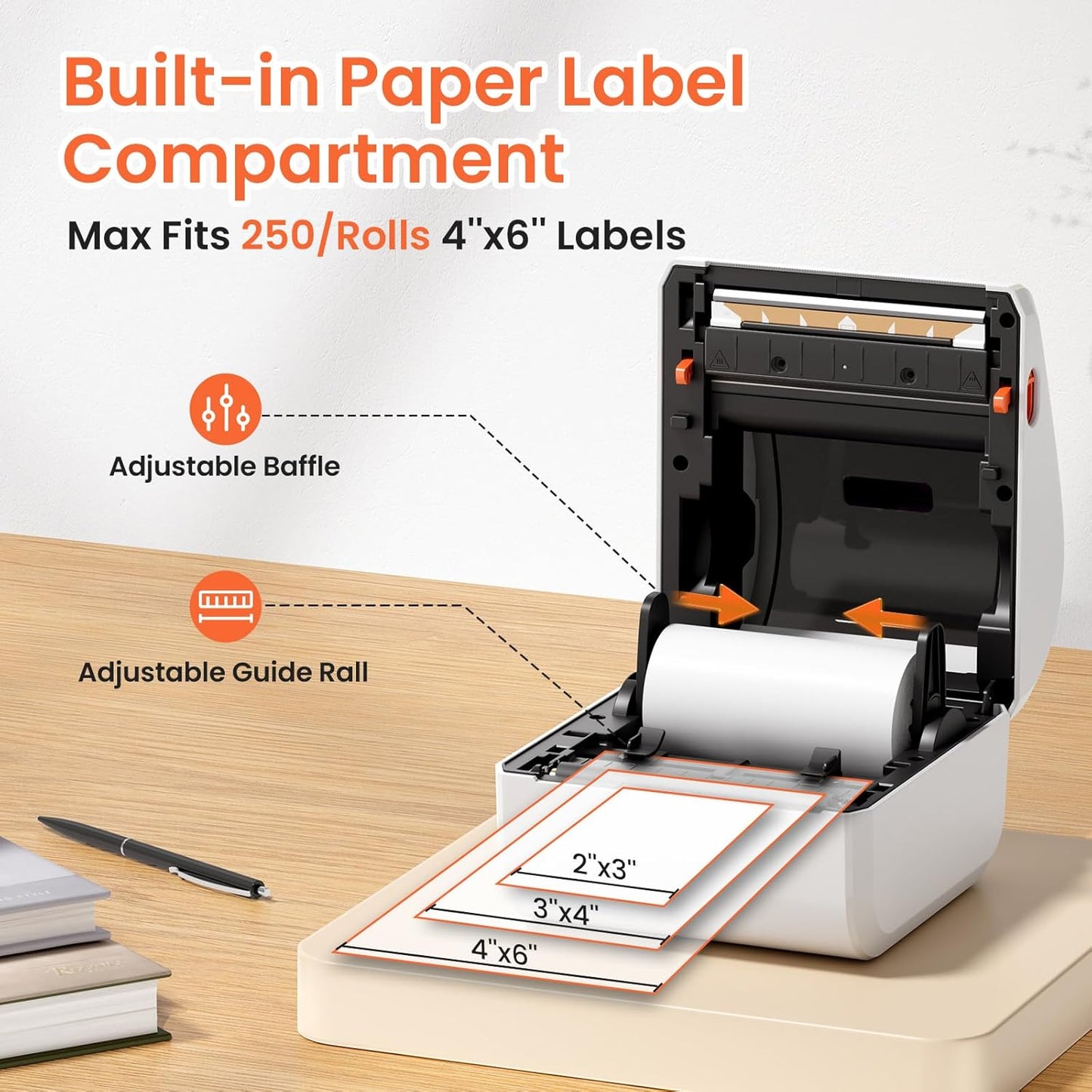 Bluetooth Thermal Shipping Label Printer - D450BT Thermal Label Printer 4x6 for Small Business & Shipping Packages, Compatible with iPhone, Android, iPad, Windows, macOS, USPS, Amazon, Tiktok