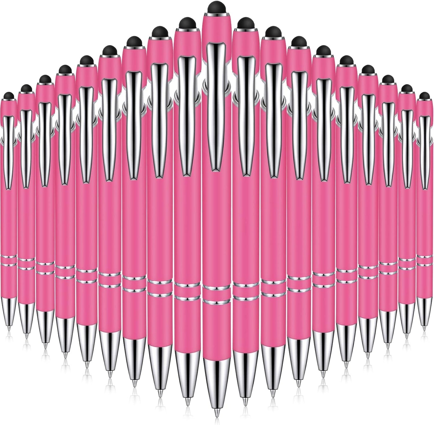 Zonon 38 Pieces Rubberized Ballpoint Pen with Stylus Tip Stylish Metal Pen Capacitive Styli with Soft Rubberized Grip, Black Ink for Most Devices(Hot Pink)