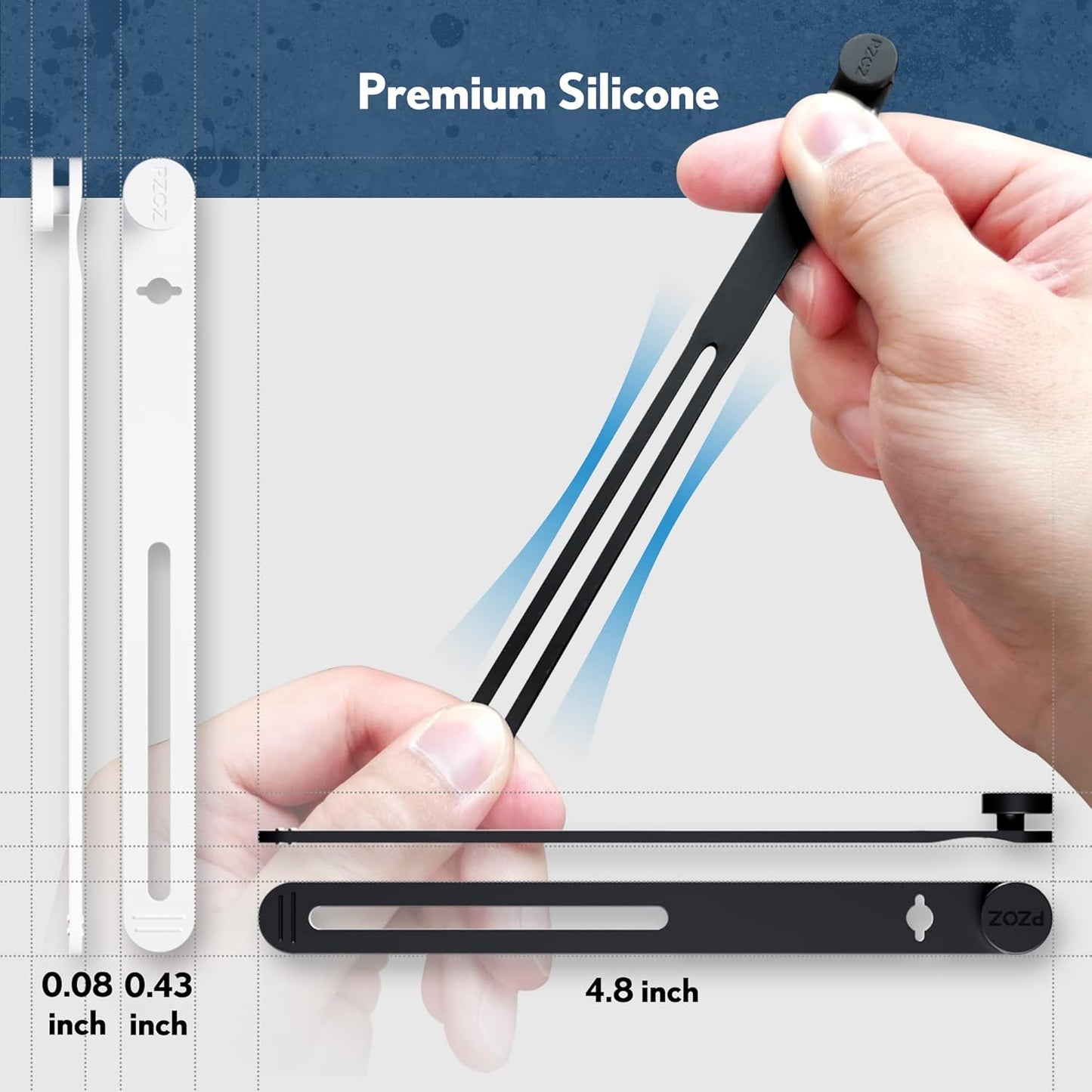 PZOZ (10 pcs) Reusable Cable Ties, Elastic Silicone Cord Organizer Straps Keeper Management Holder for iPhone Charging Cable Charger Wire Labels Desk Car and Travel Accessories (Black)